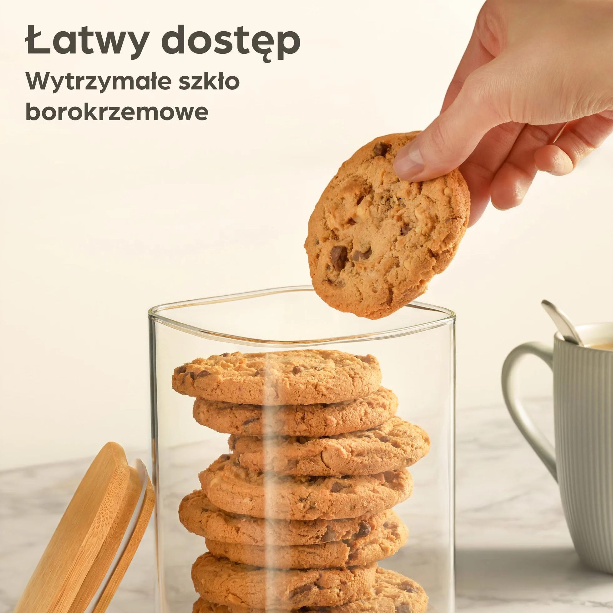 Praknu Słoiki Szklane 1L Zestaw 3 Sztuk z Bambusowymi Pokrywkami Hermetyczne Kwadraty