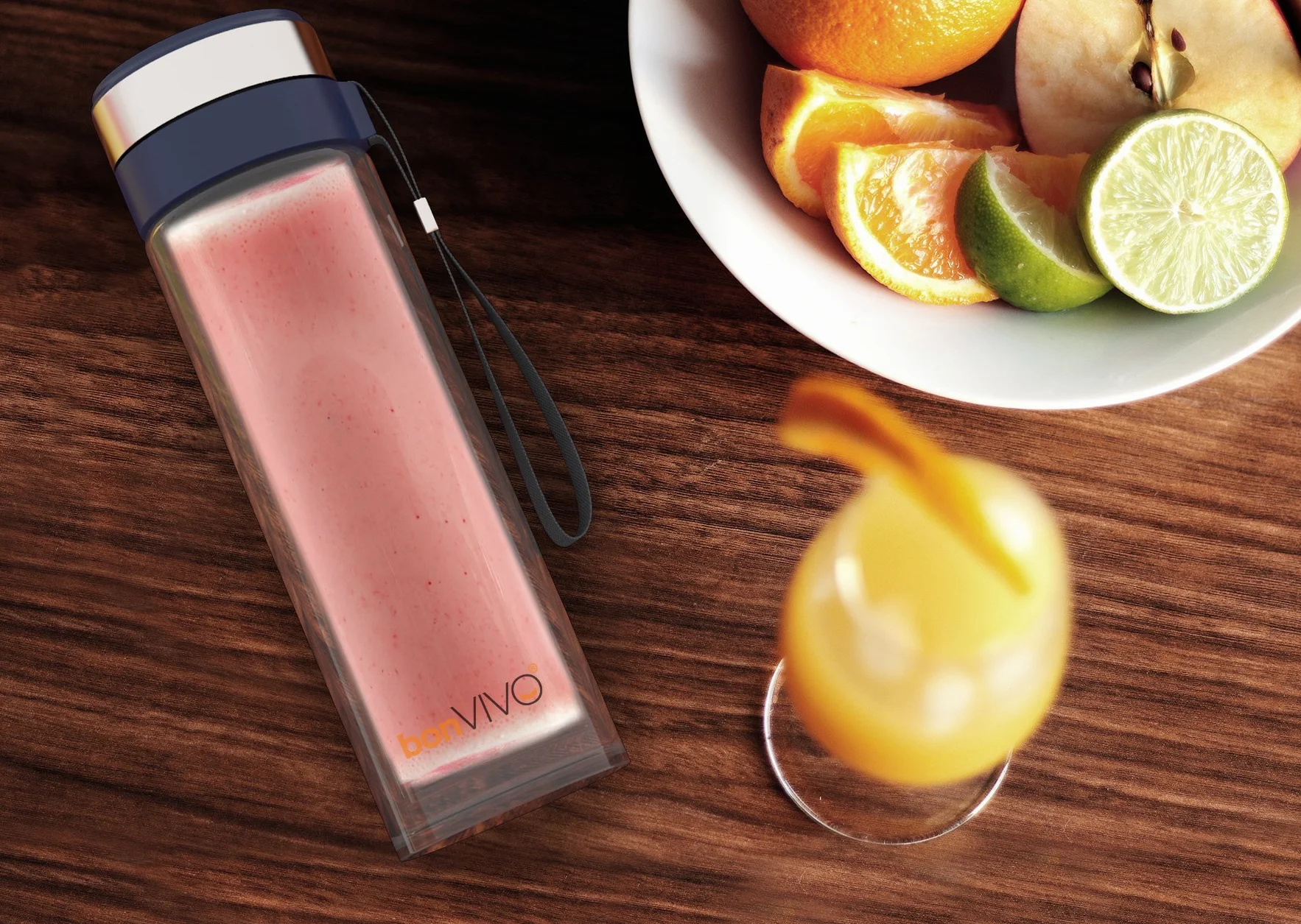bonVIVO® - VitaliTEA Szklany kubek podróżny z zaparzaczem ze stali nierdzewnej 450 ml