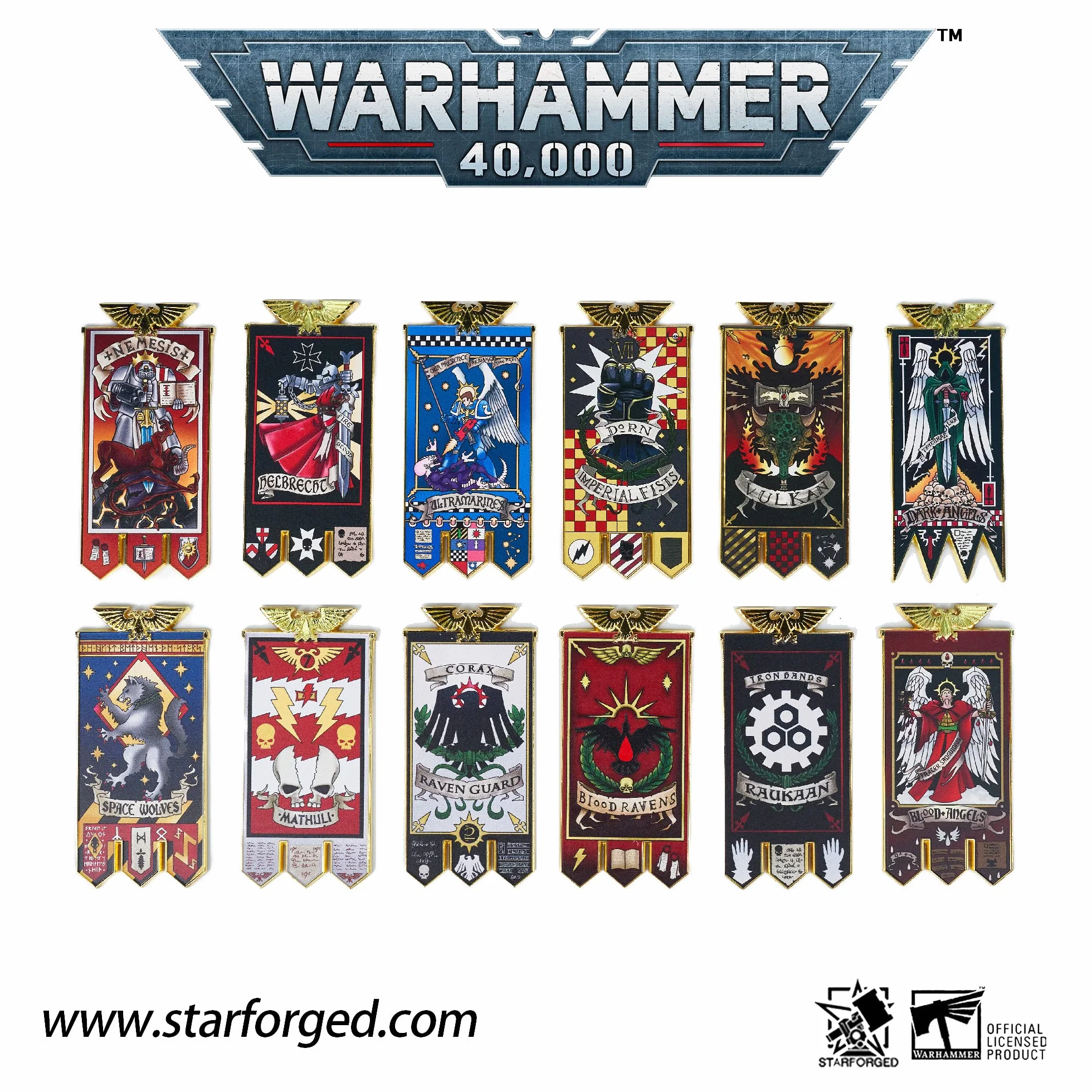 Starforged Space Marines Baner Chapter Kolekcja Lodówka Magnes Warhammer 40K-Grey Rycerze