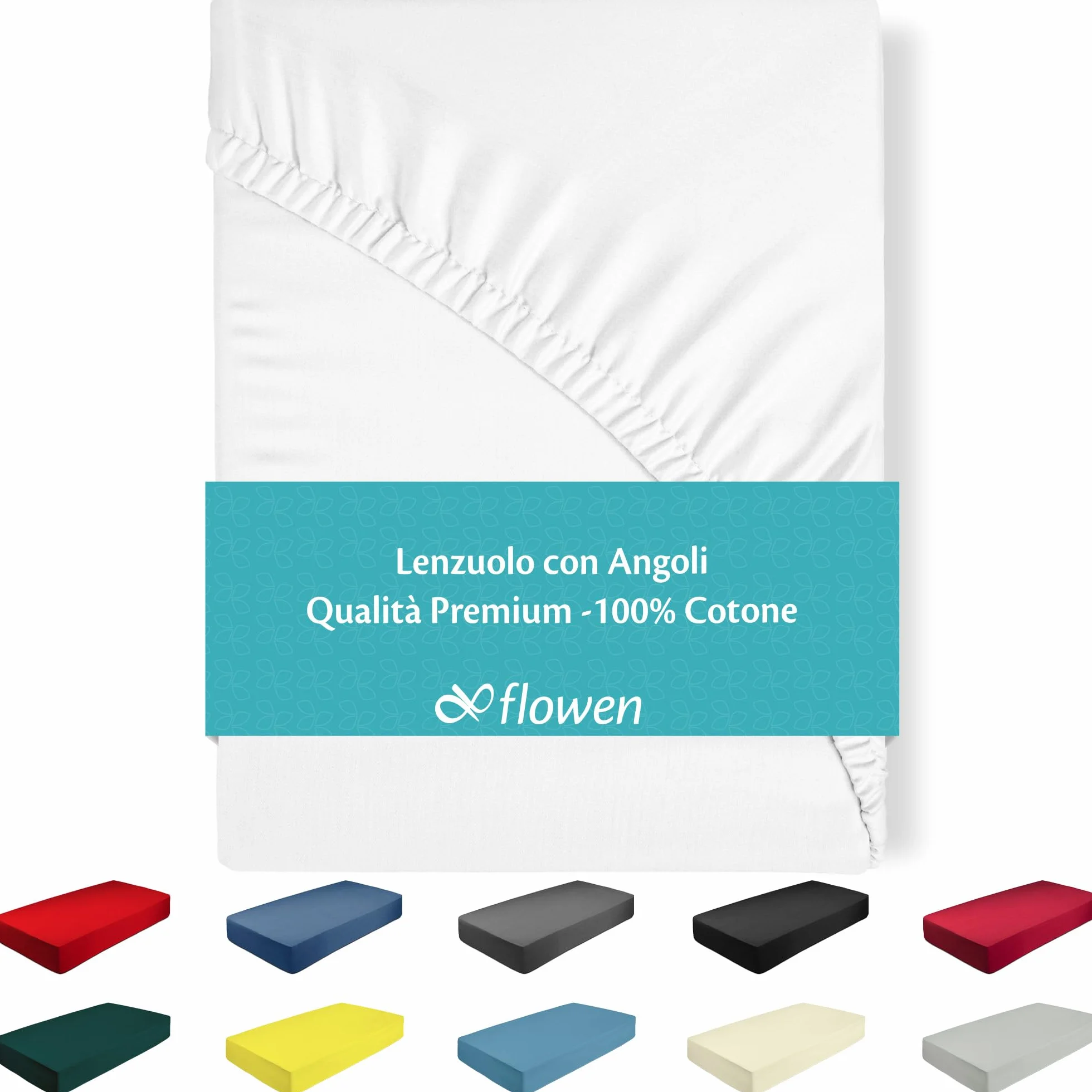 Flowen Prześcieradło z Gumką 160x200 cm Bawełniane 100% Bawełna Jersey 150 GSM | Prześcieradło na Materac do 30 cm Miękkie Oddychające Elastyczne | Certyfikat OEKO-TEX Standard 100 Białe