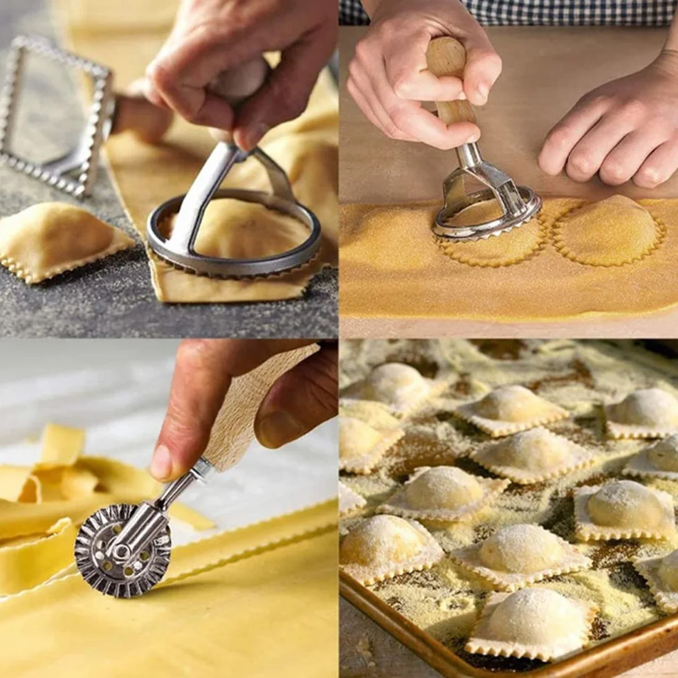 Zestaw 5 foremek do wycinania ravioli, foremki do ciasta, ravioli, foremka do pierogów, kwadratowa, okrągła forma do ravioli w kształcie serca, do makaronu