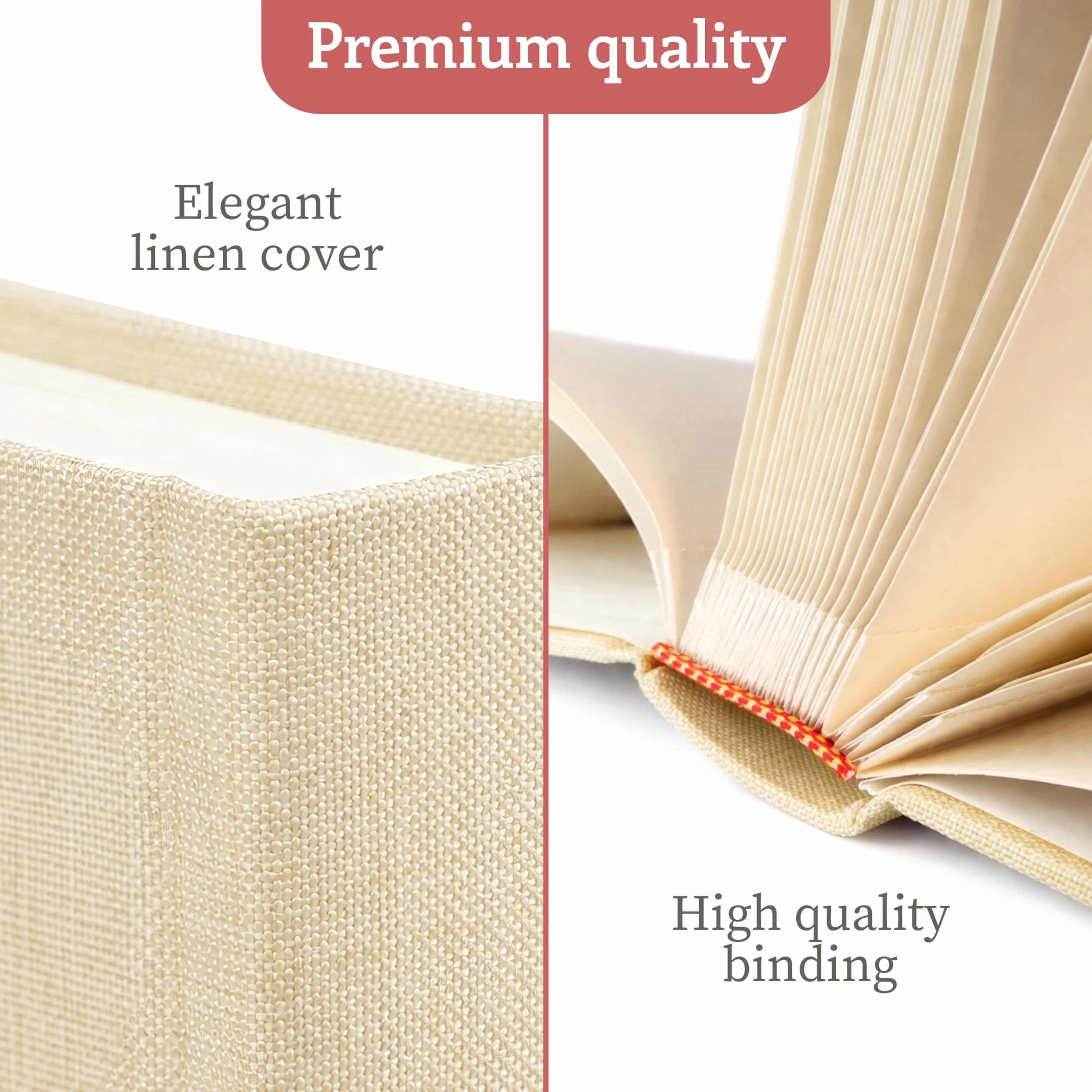 Zenacolor Blank Photo Album - 30x22 cm Beżowy lniany album na zdjęcia - 50-stronicowy album na zdjęcia z miejscem na 150 zdjęć