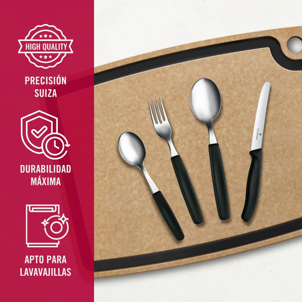 Victorinox, 6.7833.24, Swiss Classic, Tafelbesteck, Extra scharfe Klinge, mit Wellenschliff, robuster Kunststoff-Griff, Schwarz, Spülmaschinengeeignet