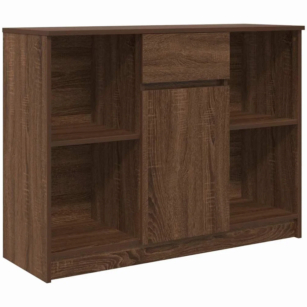 vidaXL Komoda z szufladą Brązowy dąb 101x35x76 cm Drewno klejone, szafka do przechowywania, szafka kredensowa, szafka w przedpokoju, szafka bufetowa
