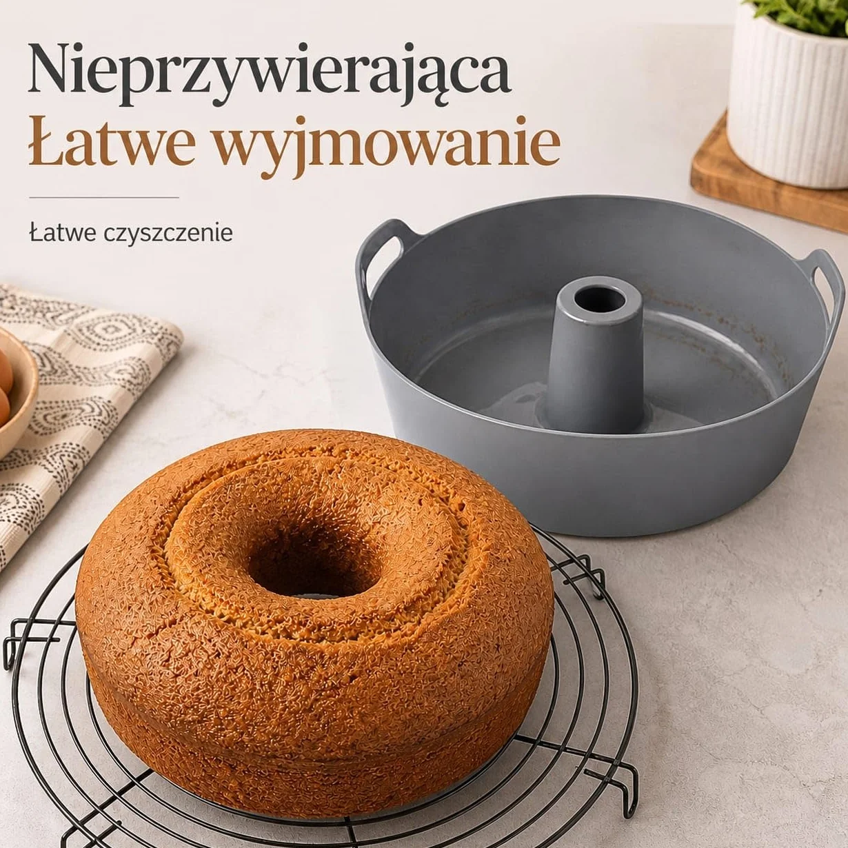 Forma silikonowa do pieczenia 18 cm do airfryera i piekarnika – bez BPA – forma do babki Moljaus – akcesoria do frytkownicy beztłuszczowej