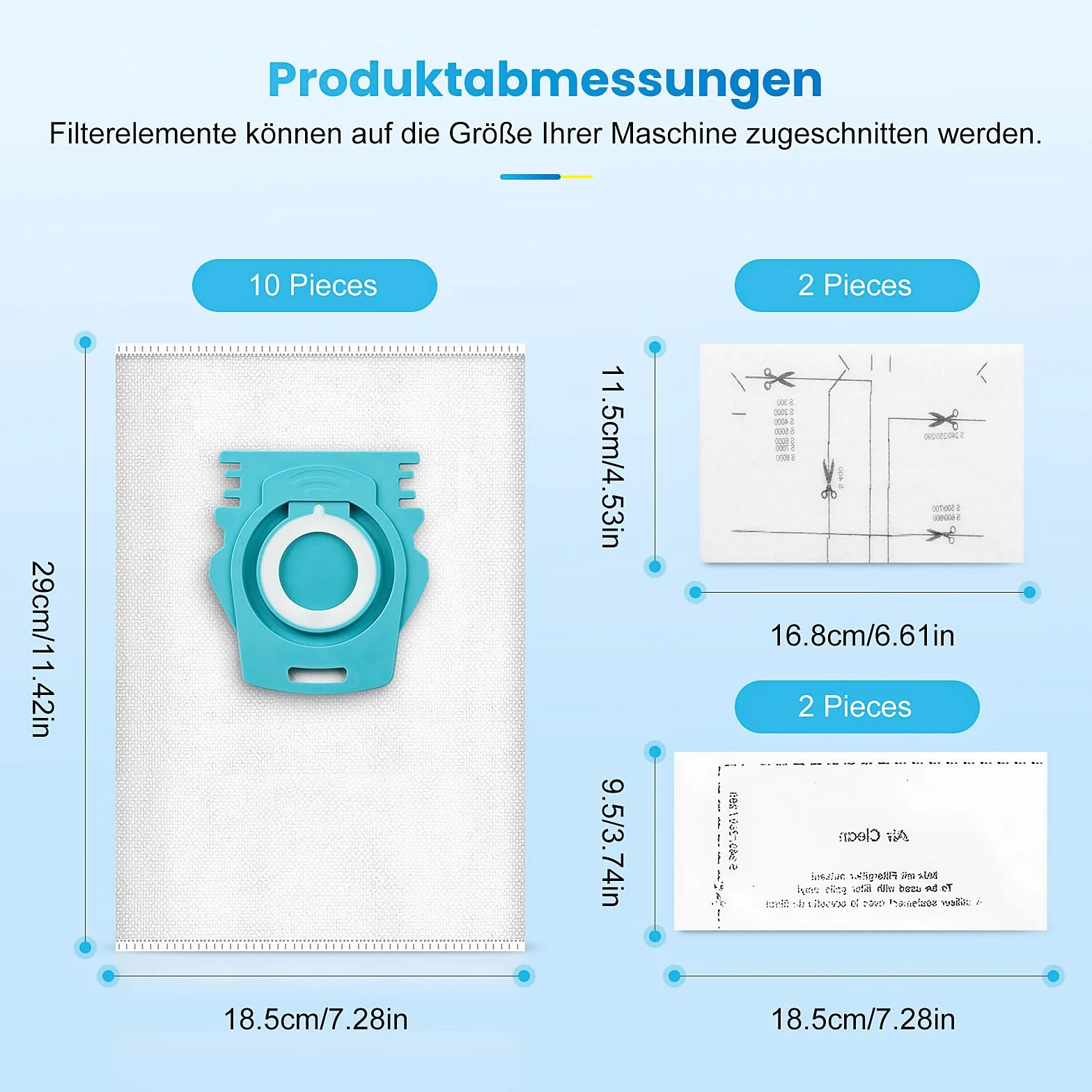 10 sztuk worków do odkurzacza kompatybilnych z odkurzaczem Guard L1 / Guard S1, z 2 filtrami ochronnymi silnika, 2 filtrami powietrza wylotowego AirClean