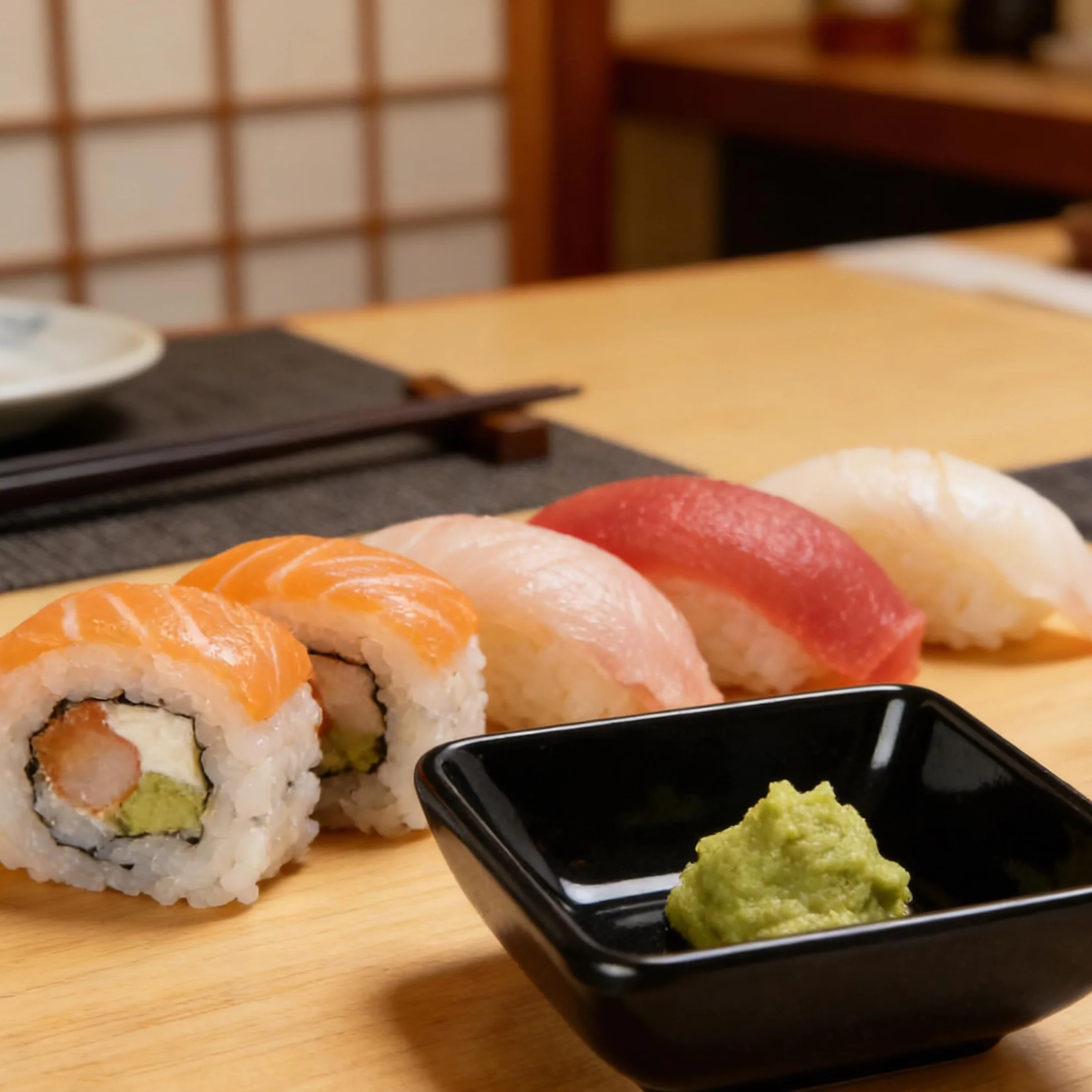 Zestaw 10 mini matowych czarnych misek kwadratowych 7,5x7,5x3 cm do sosu sojowego Sushi