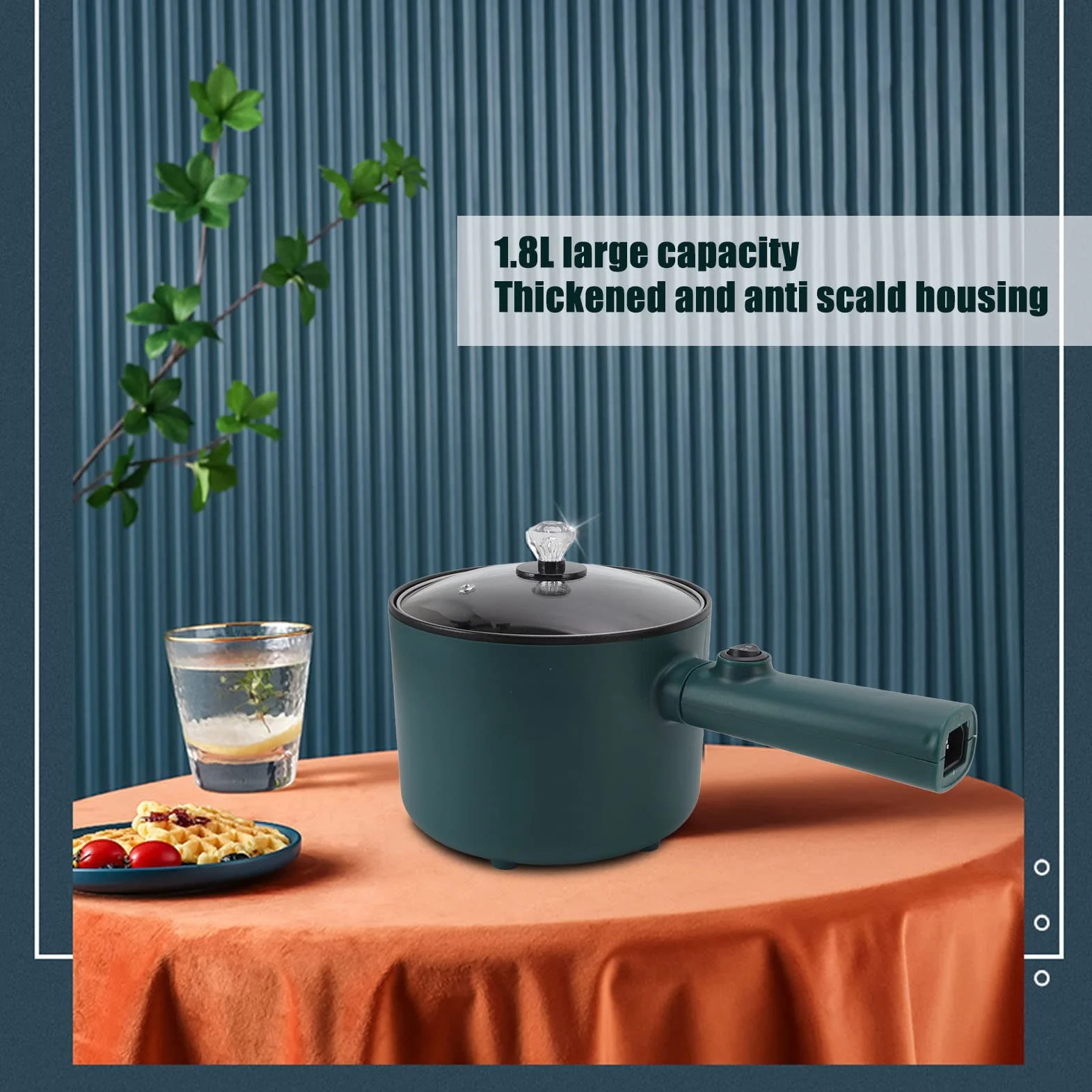 Hotpot Elektryczny Garnek do Gotowania, 1.8L Multicooker z D?ug? R?czk? i Pokrywk?, 180W, do Makaronu i Potraw, Idealny dla Student¨®w, 220V