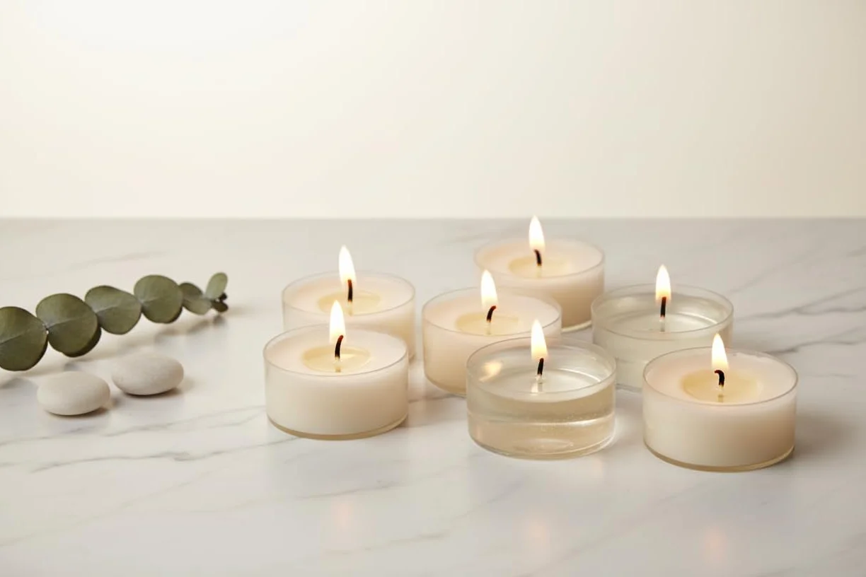 Wysokiej jakości świece tealight z wosku rzepakowego w przezroczystym kubku o czasie palenia 4-8 godzin z czystym białym woskiem bez zapachu i nietoksycznego
