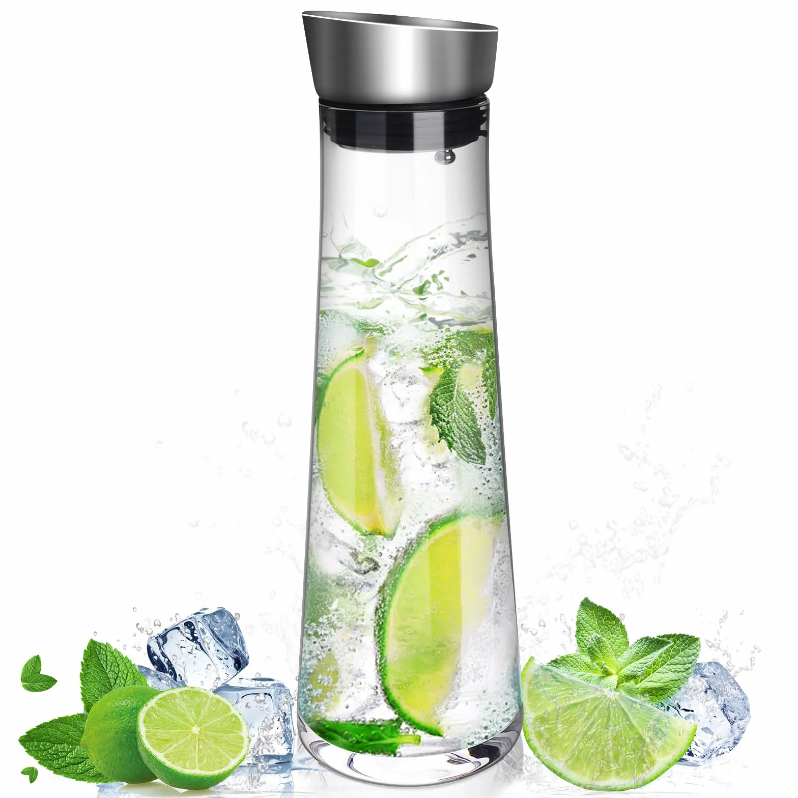 Karafka szklana do wody 1000ml z wieczkiem