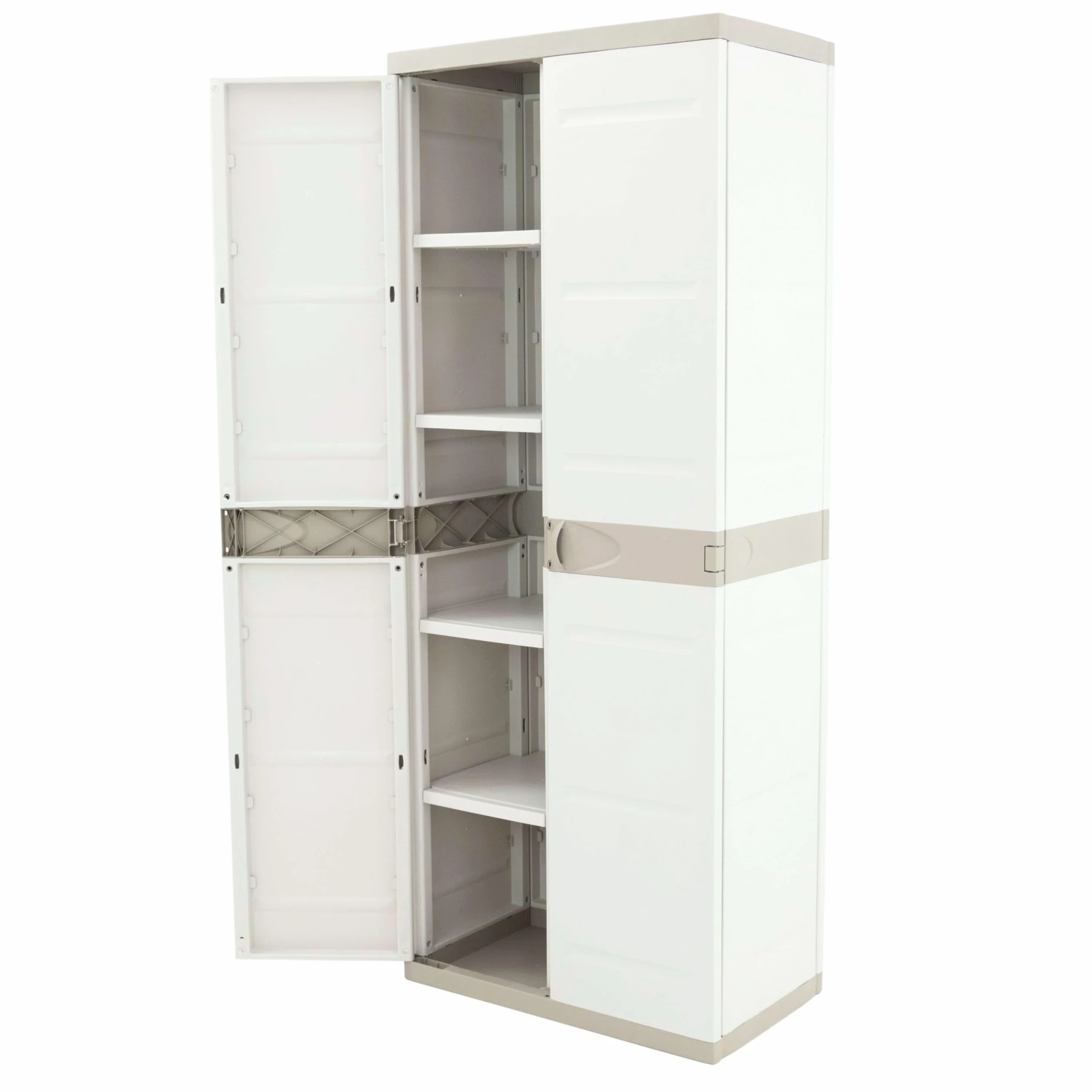PLASTIKEN Armoire haute de rangement 2 portes avec étageres et penderie 70cm Hauteur 176cm - Gamme TITANIUM