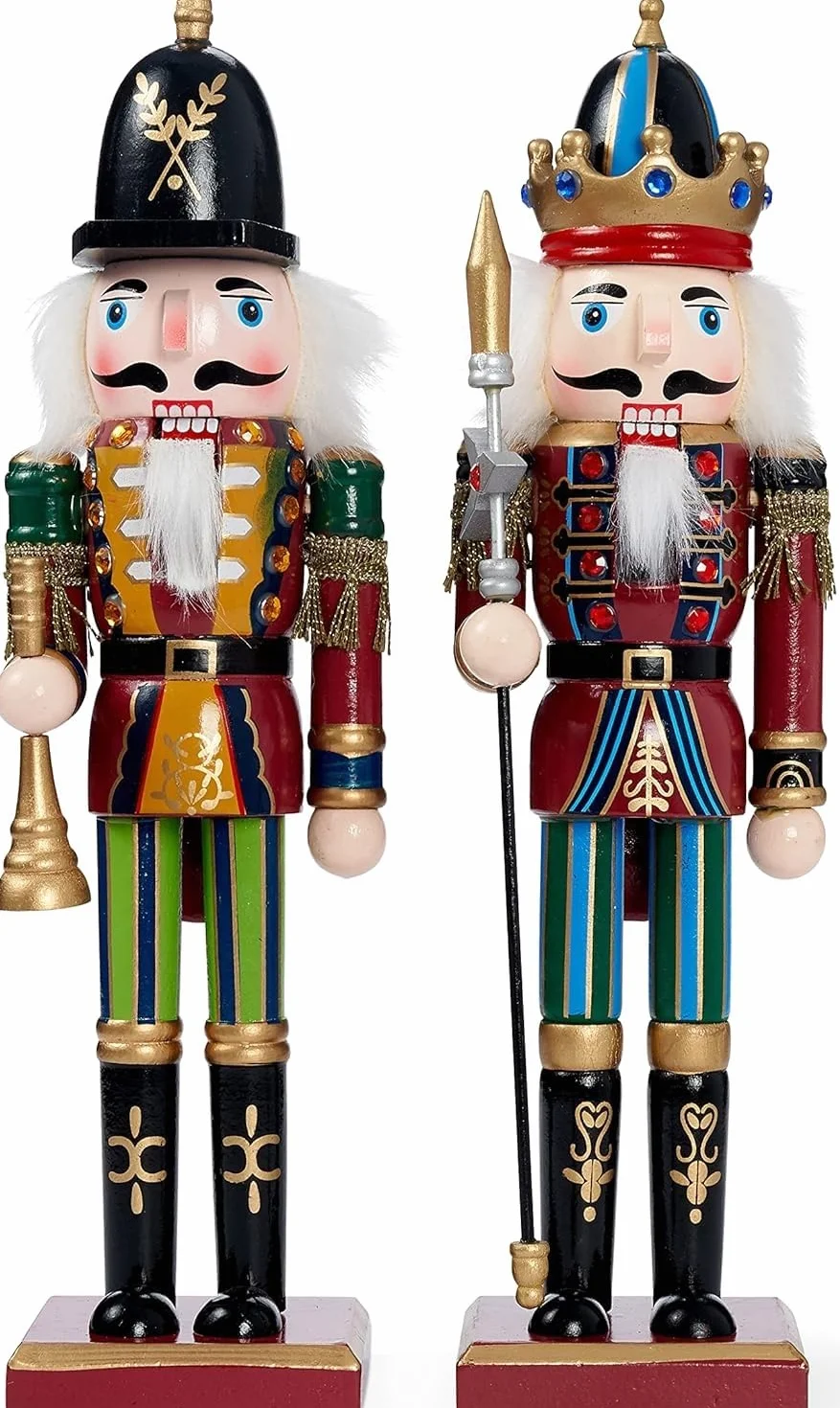 THE TWIDDLERS 2 duże drewniane figurki dziadka do orzechów, 30 cm – klasyczna dekoracja bożonarodzeniowa