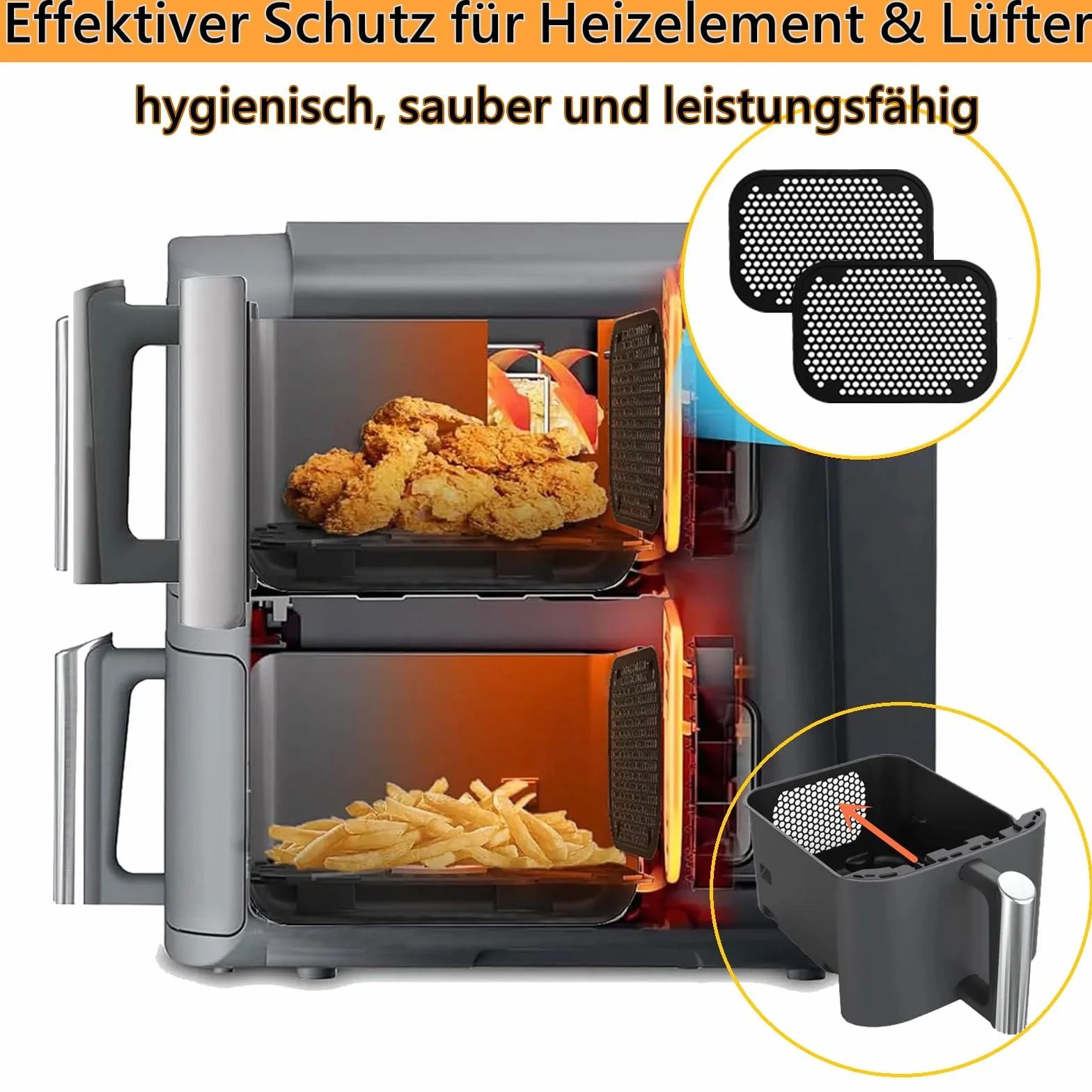 2 sztuki akcesoriów do ochrony przed pryskaniem do Ninja Double Stack XL SL400EU i SL300EU, silikonowa ochrona przed rozpryskiwaniem tłuszczu do frytkownicy na gorące powietrze Ninja Airfryer Double