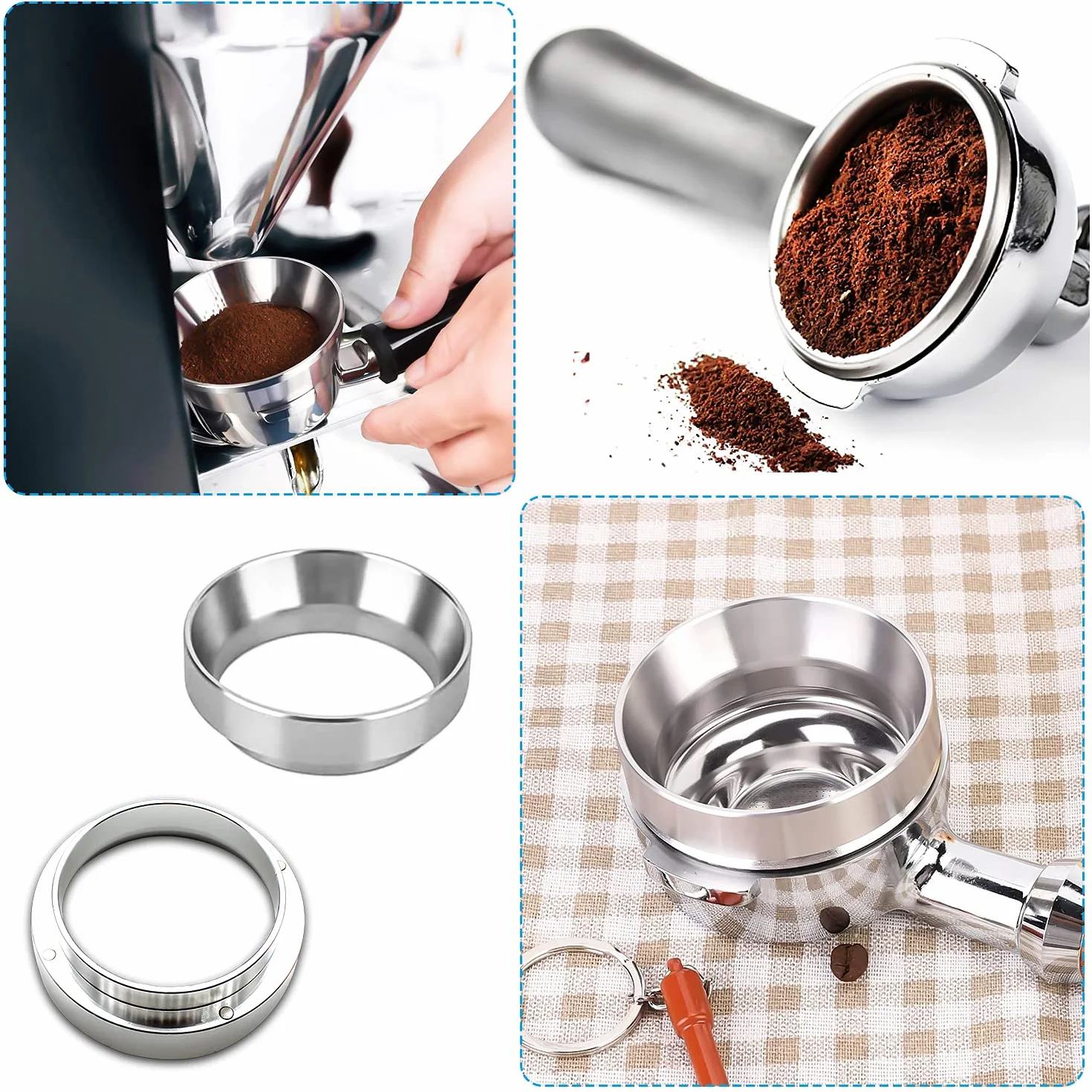 GIAK 54 mm uniwersalny aluminiowy lejek dozujący pierścień dozujący do ekspresu do kawy pierścień dozujący Portafilter akcesoria zamienne