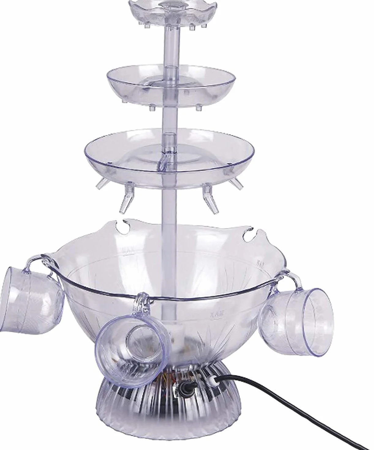 3-Tier Party Vino Fontanna, Plastic LED LED Fountain Fountain z 5 szklankami, do gry w stylu vintage/Bar/Home Party Użyj, posiada 1,5 galona