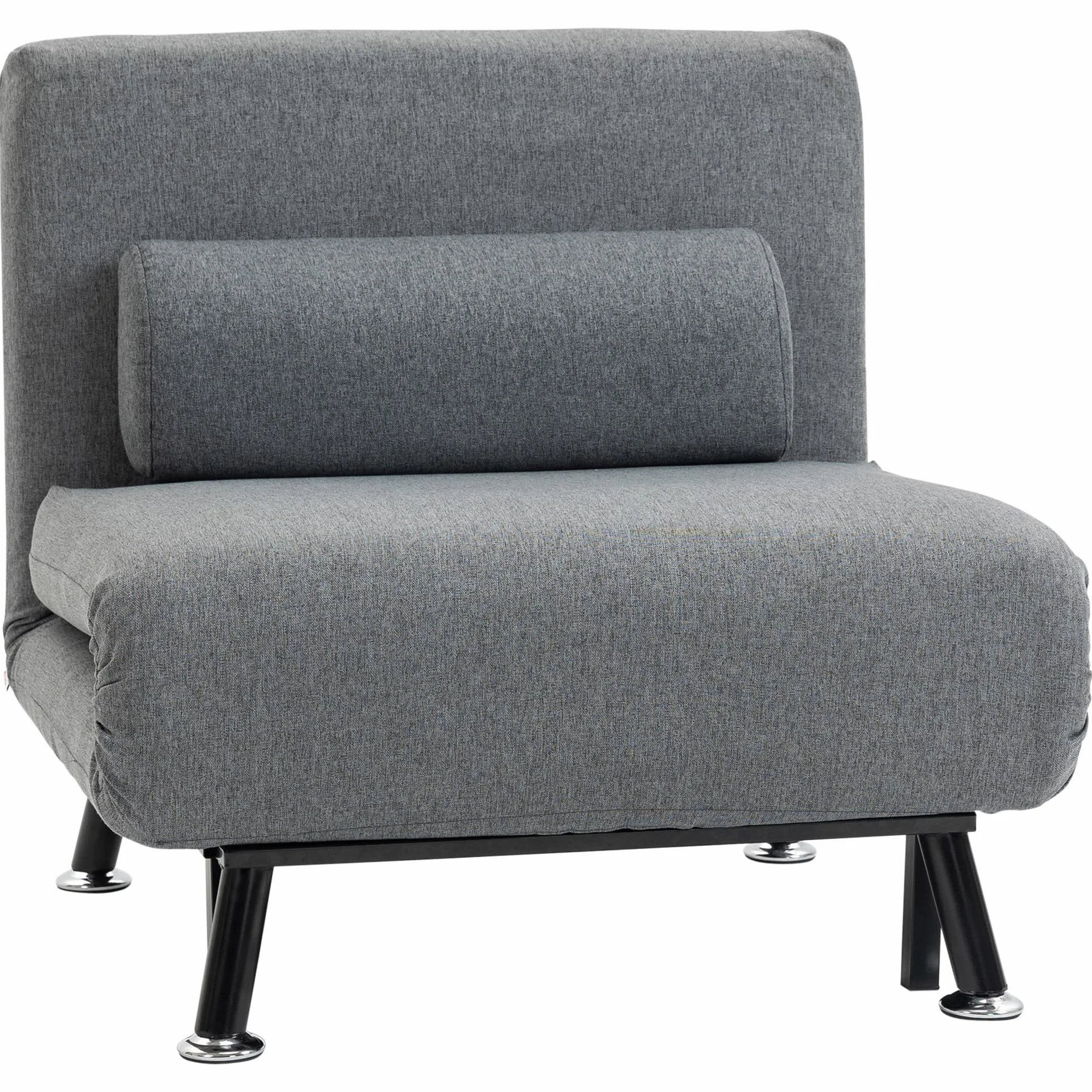 HOMCOM Fotel do spania 3 w 1, składany, z funkcją łóżka, regulowane oparcie, poduszka dla gości, obciążenie do 150 kg, fotel relaksacyjny, składany fotel do salonu, sypialni, 75 x 70 x 75 cm