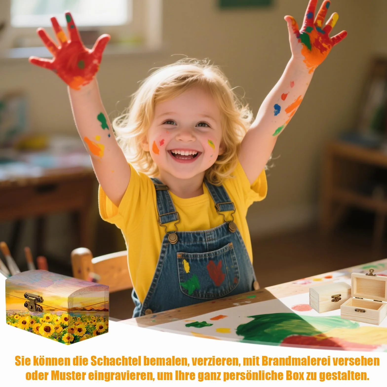 6 sztuk drewnianych skrzynek na skarby, mała drewniana skrzynia na skarby, prostokątna drewniana skrzynka na skarby, zestaw do majsterkowania, nadaje się do przechowywania i dekoracji