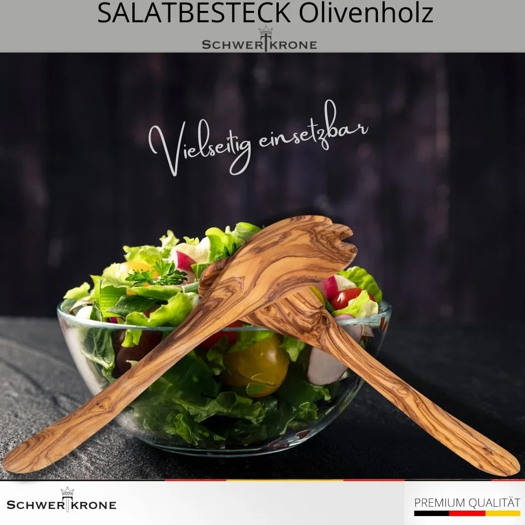 Schwertkrone Sztućce do sałatek z drewna oliwkowego 30 cm