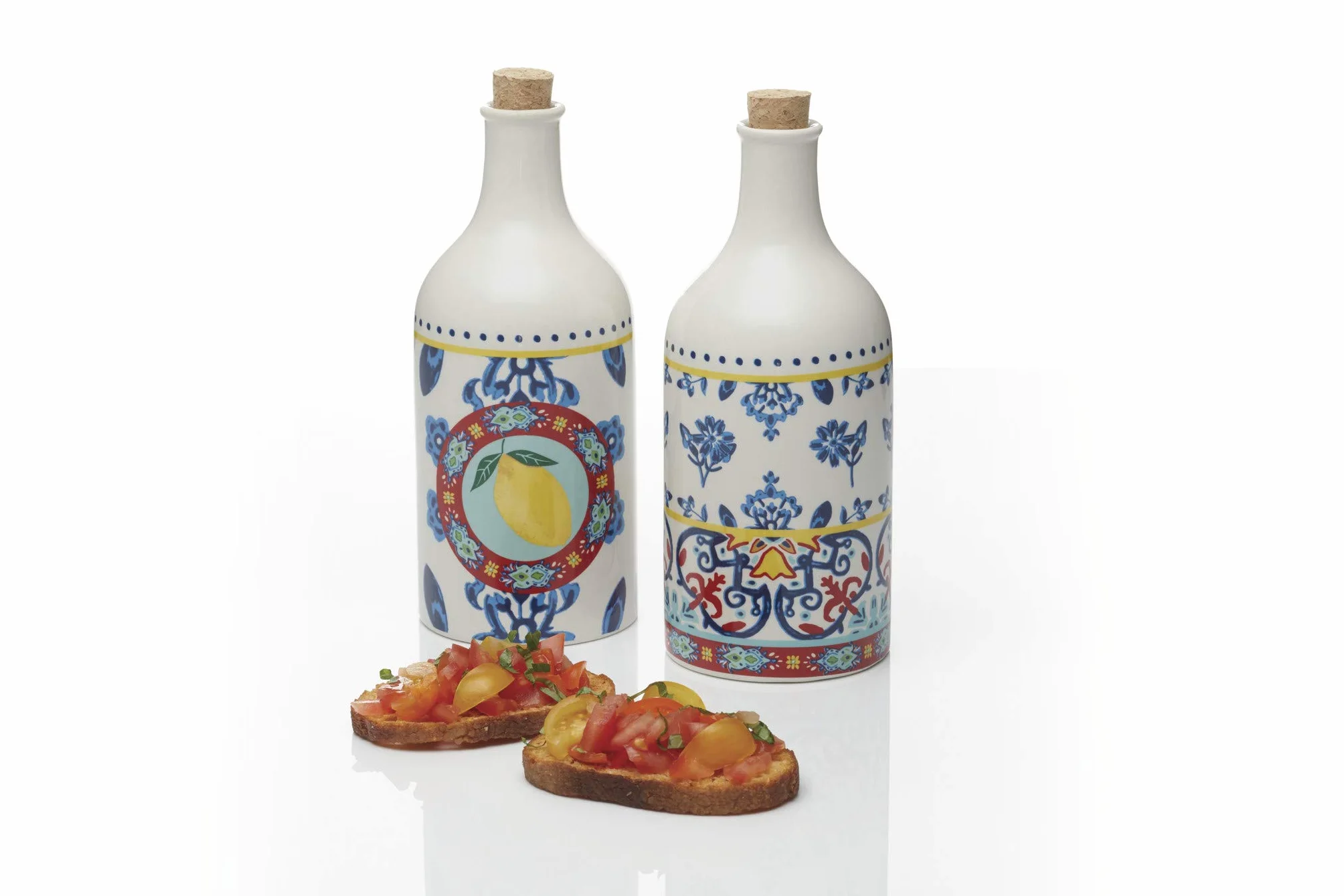 KitchenCraft World of Flavours zestaw butelek na ocet i olej, ceramiczny, wielokolorowy, 500 ml