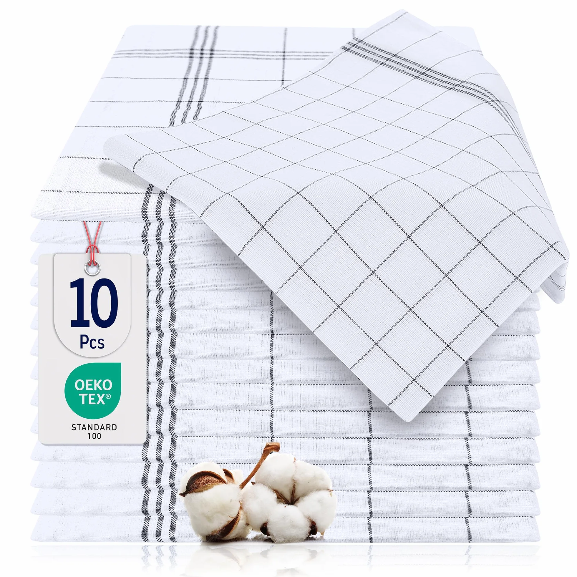 BARBONS Ścierki do naczyń zestaw 10 szt. – bawełna 50 x 70 cm – certyfikat Öko-Tex – zestawy tekstyliów kuchennych, suchych ręczników kuchennych, do naczyń, nadają się do prania w temperaturze do 90°C