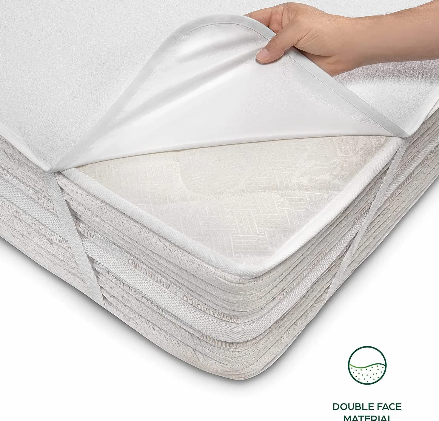 Ochraniacz na Materac 160x200 Bawełniany Pokrowiec na Materac Wodoszczelna 100% Wodoodporny Nakładka na Materac Higieniczny i Oddychający Pokrowiec na Materac Antyalergiczna z 4 Gumkami na Rogach