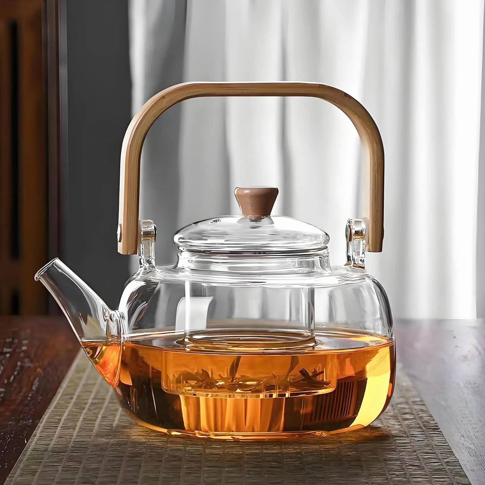 DxxD Szklany czajniczek, dzbanek do herbaty 1000 ml z zaparzaczem, odporny na wysokie temperatury, borokrzemowy czajniczek ze zdejmowanym sitkiem, do herbaty sypkiej, herbaty kwitnącej, gorącej i