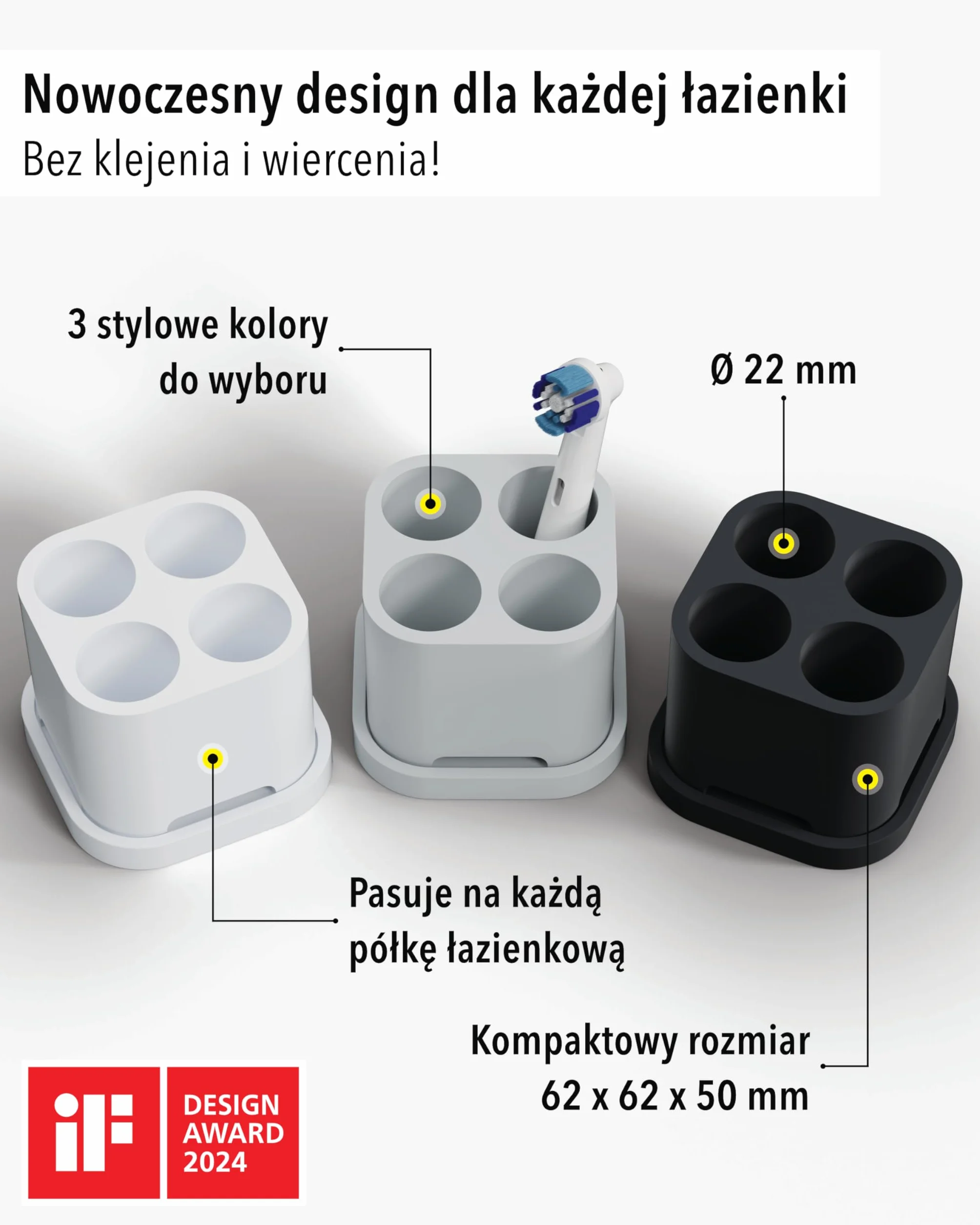 Uchwyt na 4 końcówki i szczoteczki do zębów Silikon spożywczy Czarny Kompatybilny z Oral-B iO Philips Sonicare Waterpik Fairywill