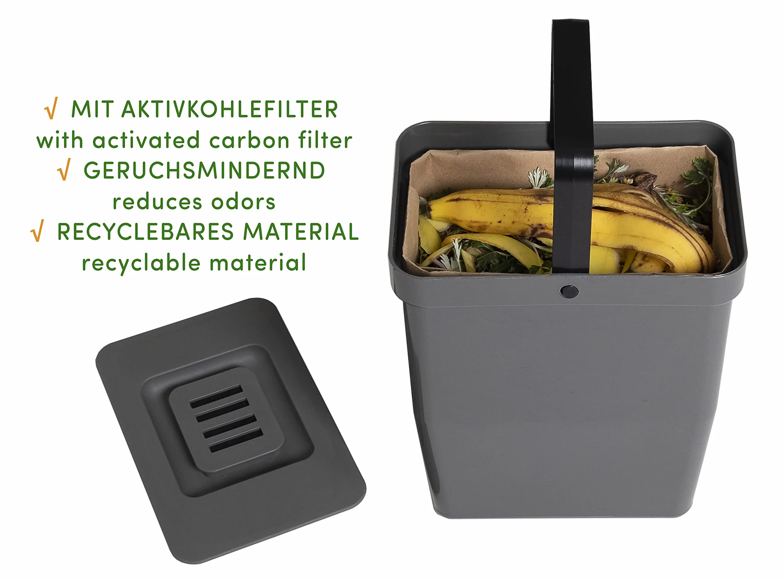 LM 534 pokrywka do kosza na śmieci organiczne LM 530, 8 l, antracytowa