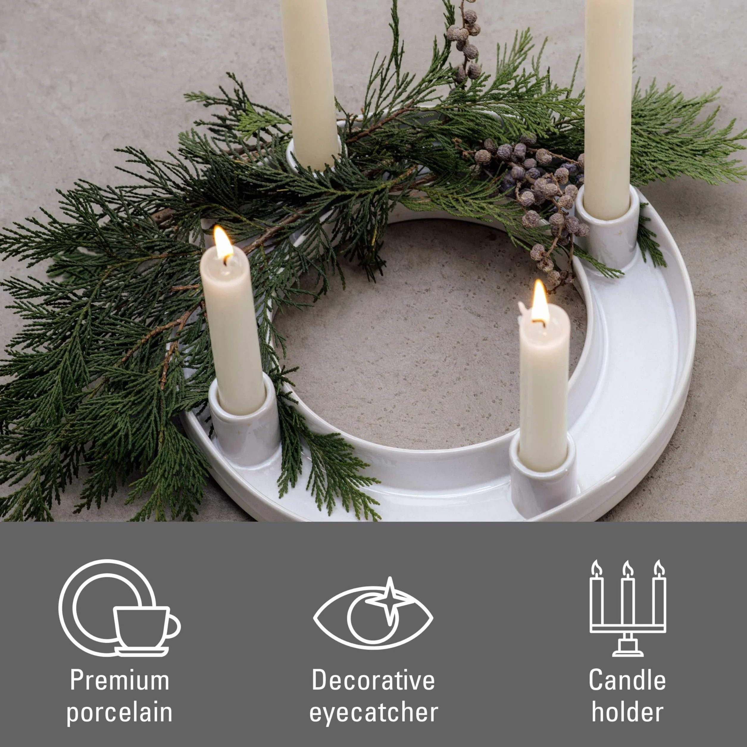 like. by Villeroy & Boch – wieniec adwentowy Winter Glow, dekoracja świąteczna z porcelany Premium