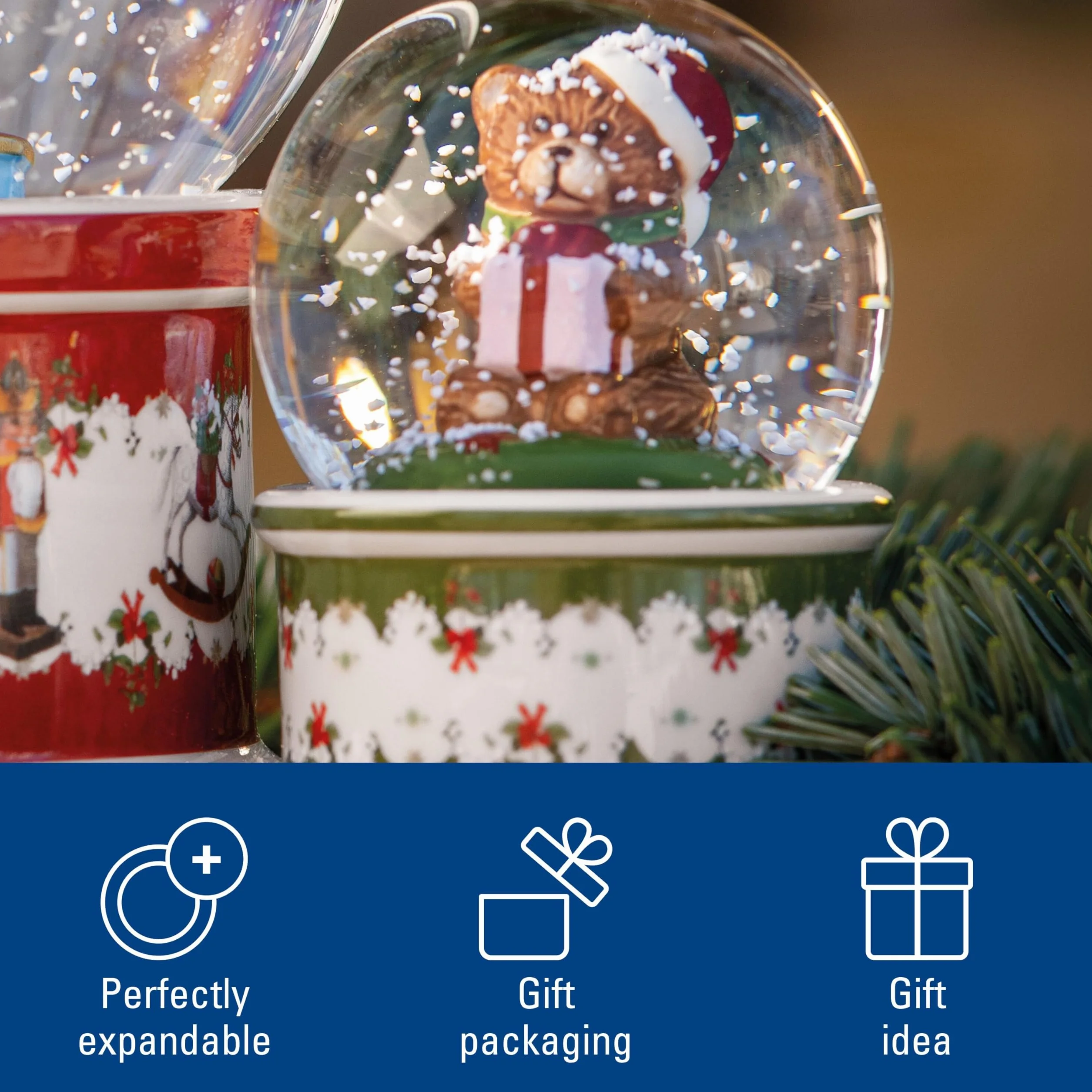 Villeroy & Boch - Christmas Toys, kula śnieżna mała, niedźwiedź, 6,5 x 6,5 x 9 cm, porcelana/szkło, wielokolorowa 14-8327-6695