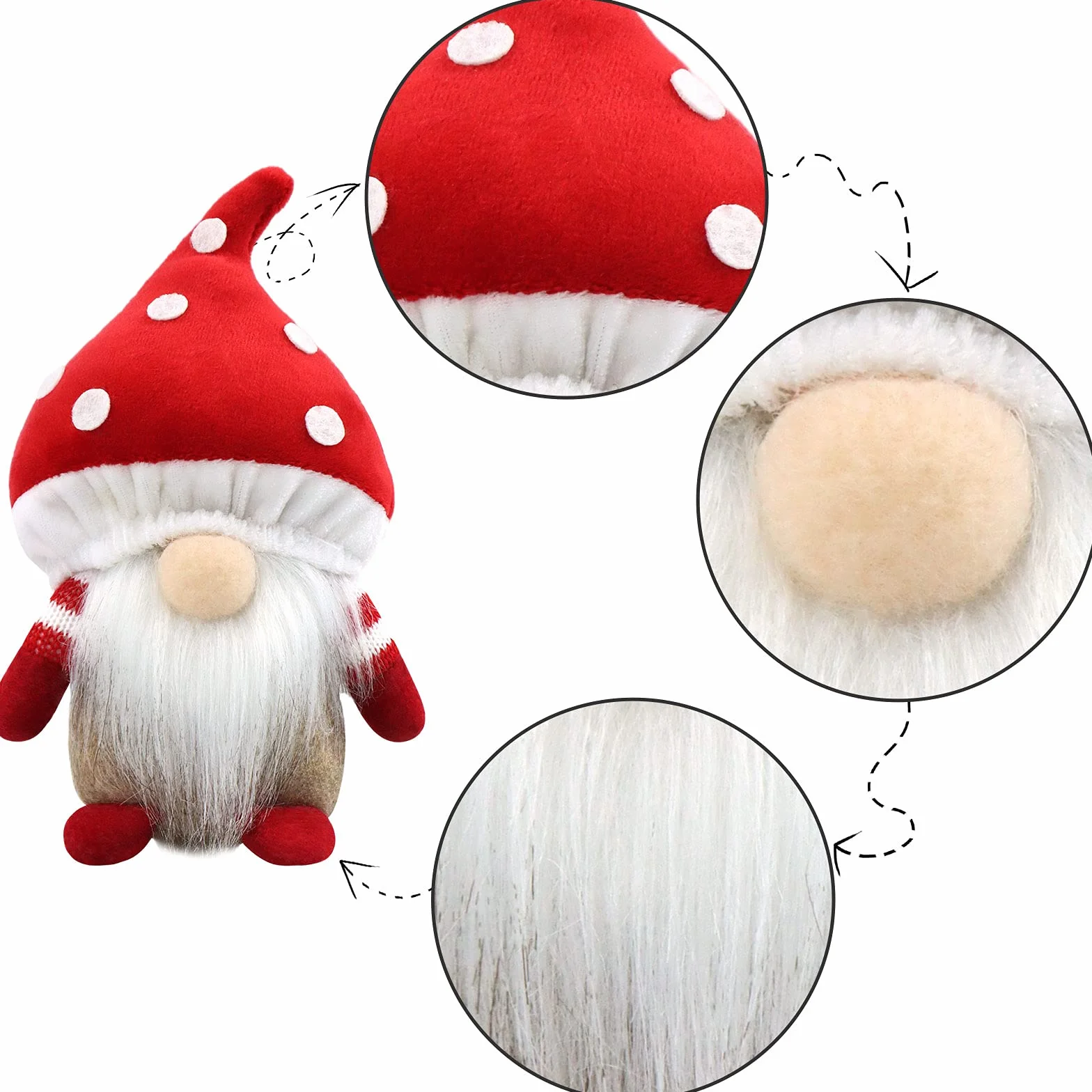 Gehydy Zestaw 3 letnich ozdób grzybowych Gonk, krasnal ręcznie robiony, skandynawski Tomte, wiejski wystrój do domowej kuchni
