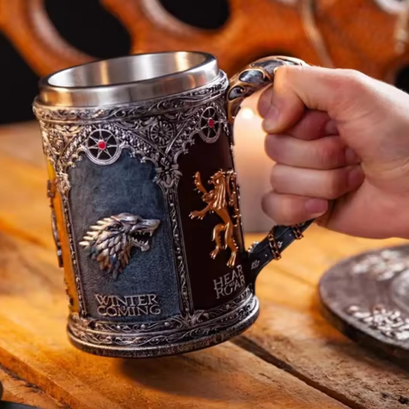 Kubek do piwa, kufel do piwa ze stali nierdzewnej, kubek do piwa do kawy 3D o pojemności 600 ml, długość 15 cm, naczynia do picia w kształcie wiadra z uchwytem,do gorących napojów, kawy.