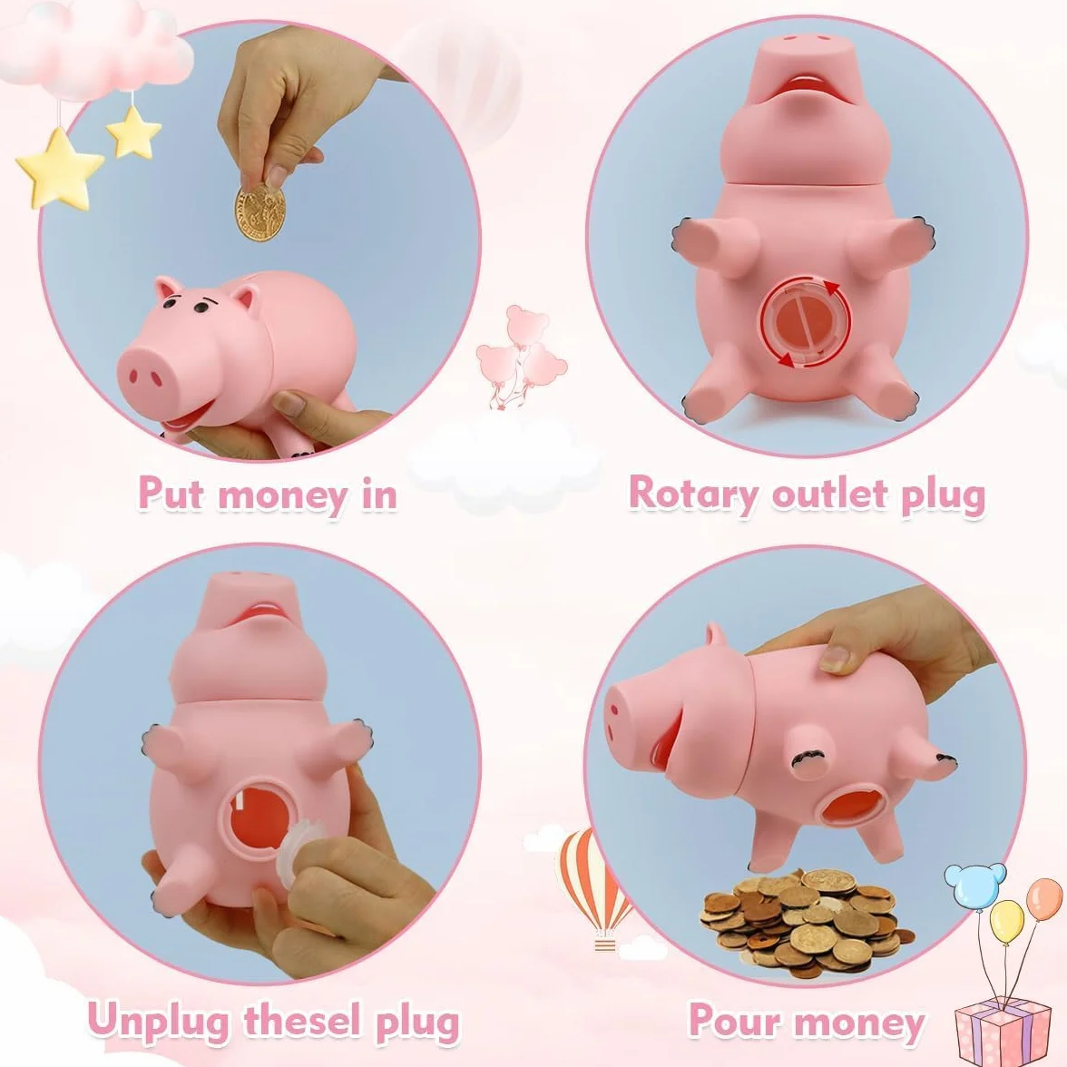 Creamily Hamm Toy Story Skarbonka Plastikowe Pudełko na Monety Różowy