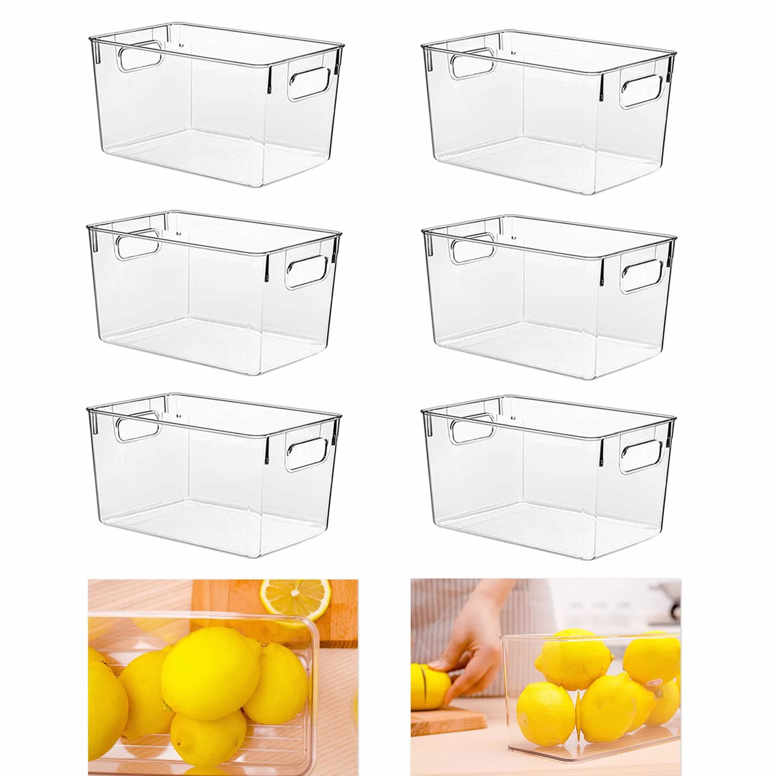 Organizer na lodówkę, organizer kuchenny, pudełka do przechowywania w lodówkach, kuchniach, szafkach i szufladach (6 sztuk, S (24 x 13 x 11 cm)