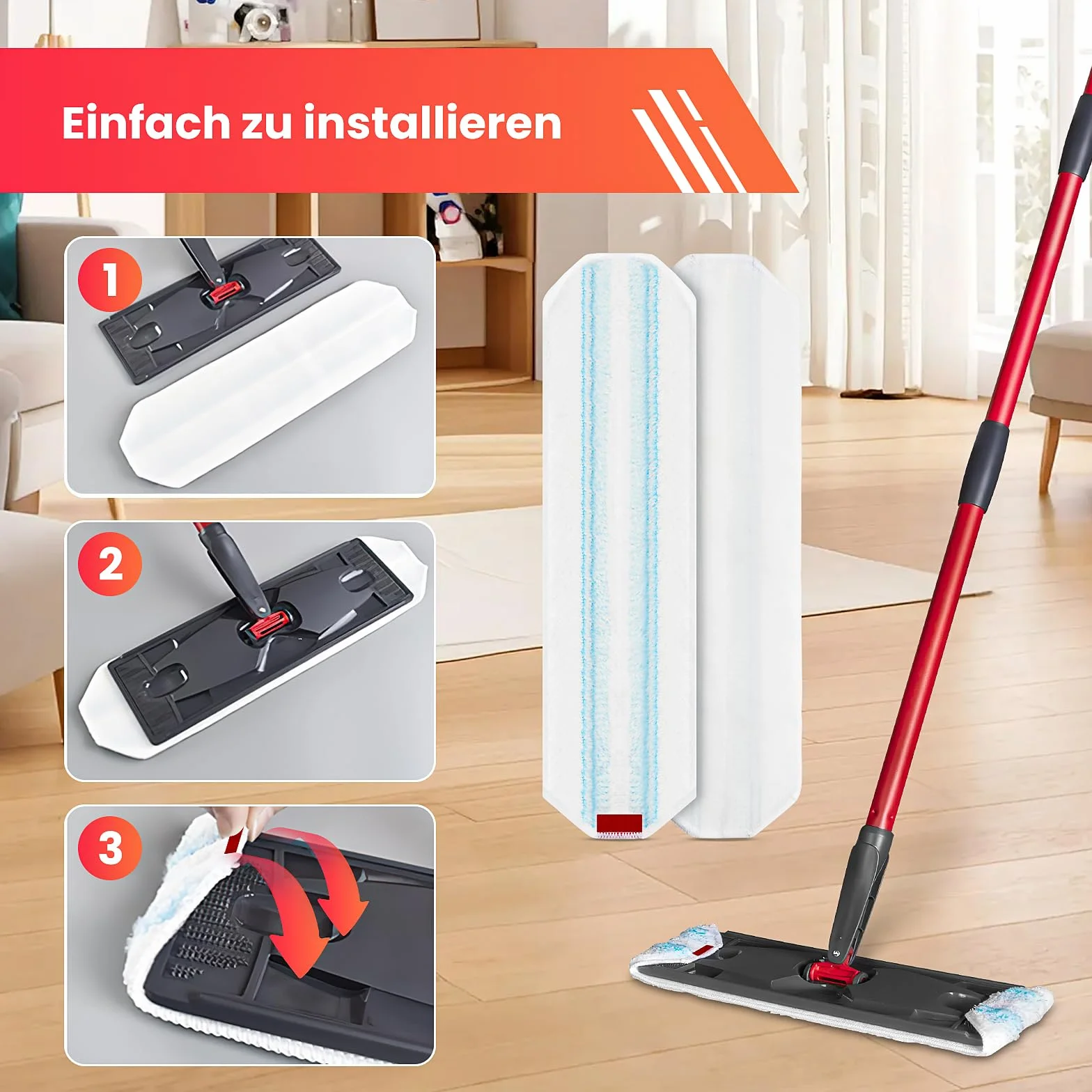 8 sztuk zapasowych pokrowców do wycieraczek Vileda H2PrO, podkładki z mikrofibry, zamiennik do płaskich podkładek O-Cedar H2prO, super siła czyszczenia, można prać w pralce i wielokrotnego użytku