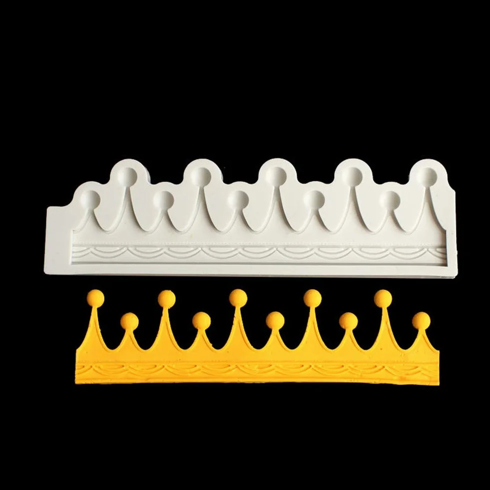 2 sztuki 3D koło Crown fondant Mold Crown Silikon Sugar Mold Fondant Foremka do ciasta Topper Narzędzia Dekoracje Gumpasta Polymer Clay Mold