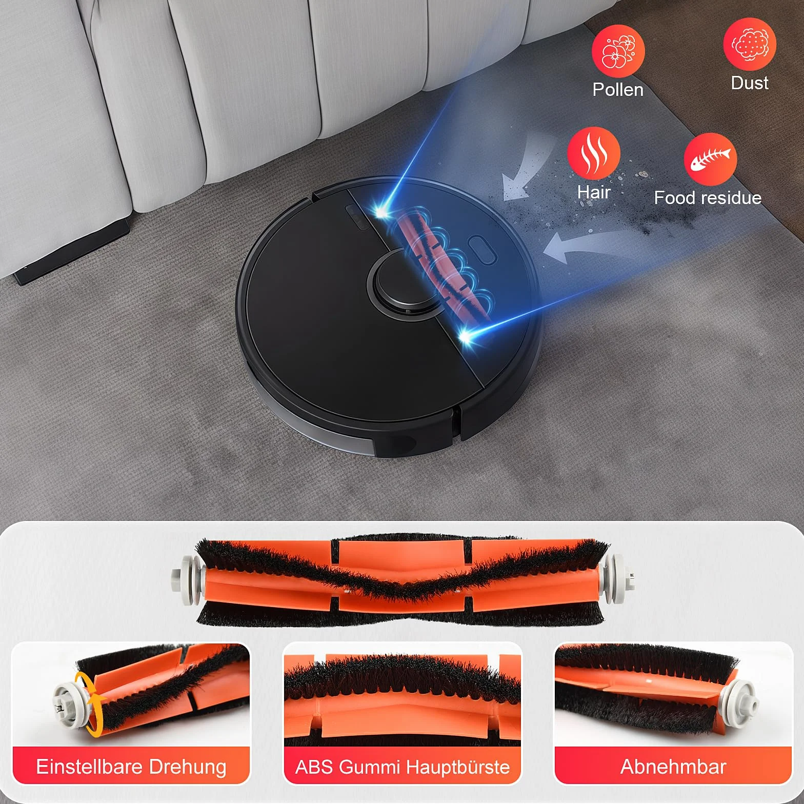 Akcesoria do odkurzacza robota Xiaomi Roborock S6 / S5 Max / S5 / S6 Pure / S6 Maxv / S60 / S65 części zamienne, 2 szczotki główne, 4 filtry HEPA, 6 szczotek bocznych, 1