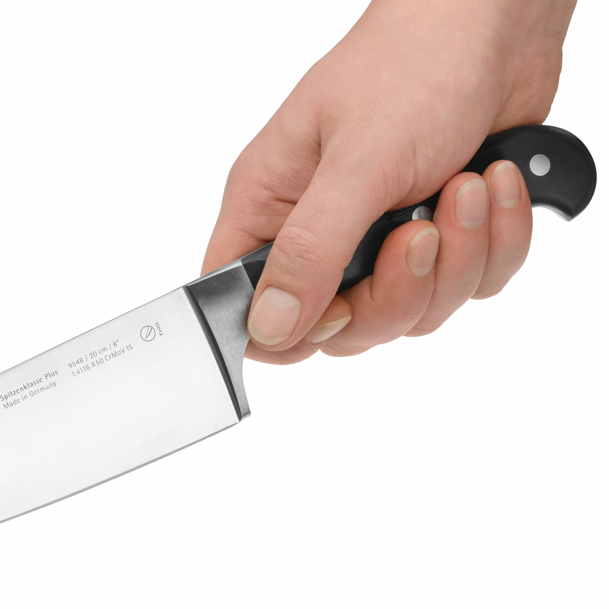 WMF nóż do steków Spitzenklasse Plus długość 22 cm długość ostrza 12 cm ząbkowane krawędzie wydajność cięcia wyprodukowano w Niemczech kuty specjalne ostrze stal bezszwowo nitowany plastikowy uchwyt