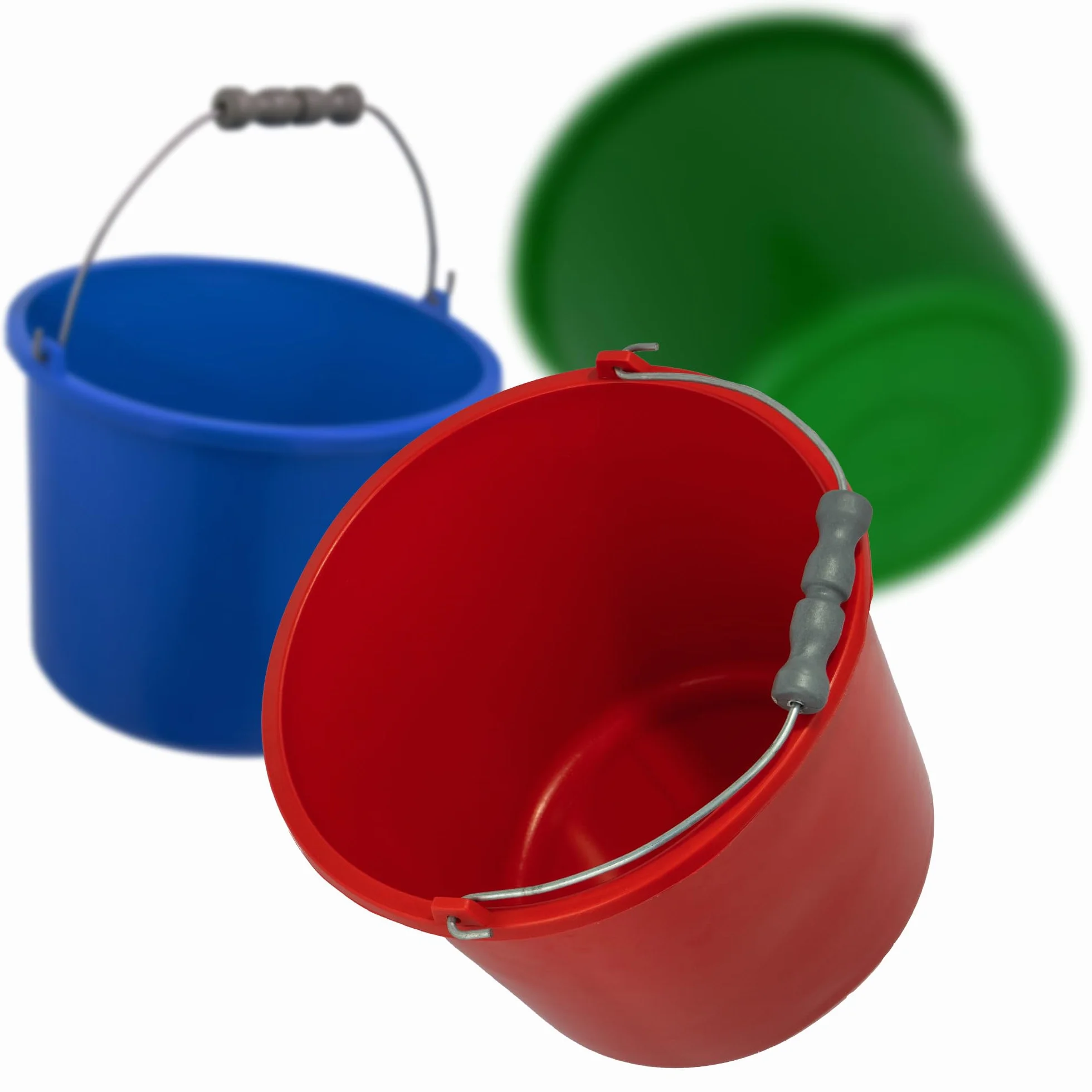 WIADRO BUDOWLANE GOSPODARCZE KOLOROWE 20L WIADERKO WIADRA 5 SZT Okrągłe Wiadro Mocne Plastikowe Wiaderko na Budowę, do Domu, Ogrodu Pojemnik z Metalową Rączką