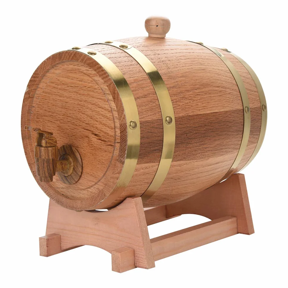 Oak Bar And Restaurant 3L Spodek Dębowy Beczka Dla Wieku 32 × 23 × 23 3L Vintage Dozownik drewna dębowego do whisky Tequila 3L Kran dębowy