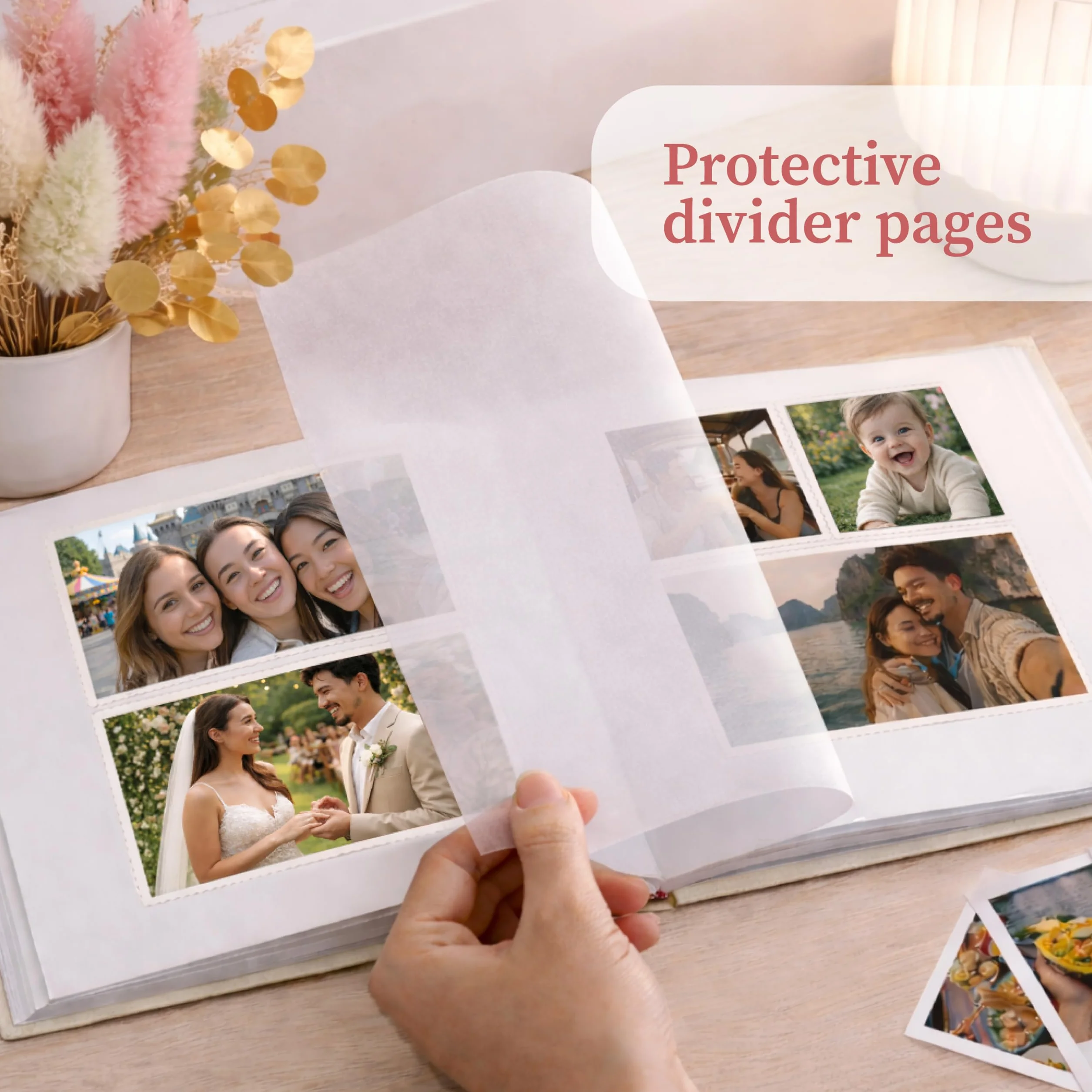 Zenacolor Blank Photo Album - 30x22 cm Beżowy lniany album na zdjęcia - 50-stronicowy album na zdjęcia z miejscem na 150 zdjęć
