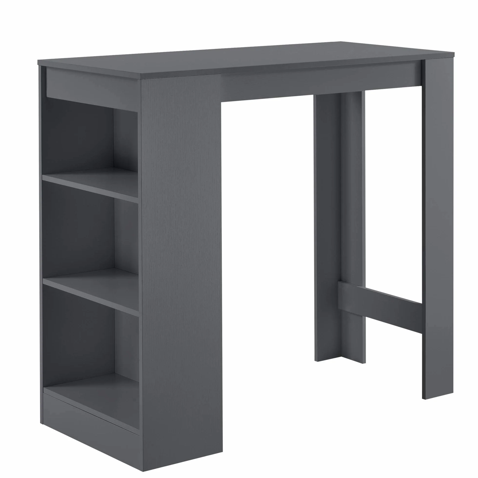 [en.casa] Stół barowy z wbudowanymi półkami, stół do jadalni, 110 x 50 x 103 cm, stolik barowy z 3 półkami, stolik barowy z 3 półkami, blat kuchenny, ciemnoszary