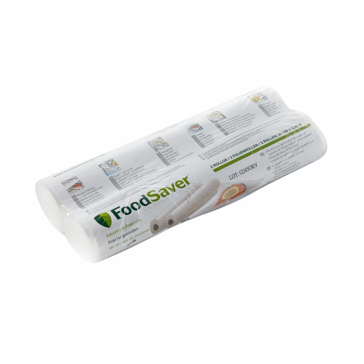 Foodsaver Fsr2802-Iuk Folia do Pakowania Próżniowego, Srebrny, 2 Rolki