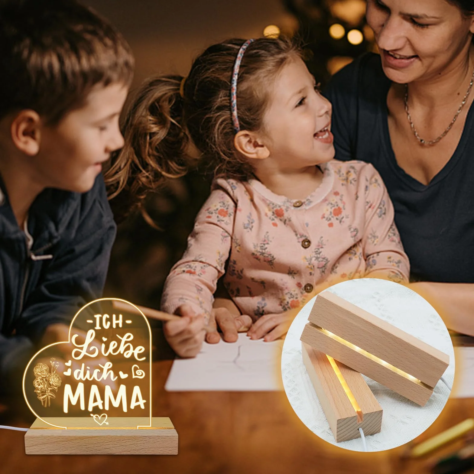 Podstawa wyświetlacza LED, 2 sztuki, drewniana podstawa LED, podstawa wyświetlacza LED, drewniana podstawa LED, podświetlana podstawa LED, prostokątna podstawka LED