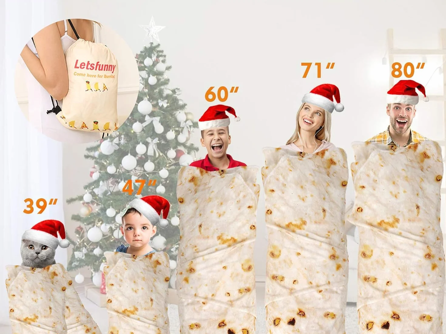 LetsFunny dwustronny koc z tortilli burrito 2.0 ogromny flanelowy