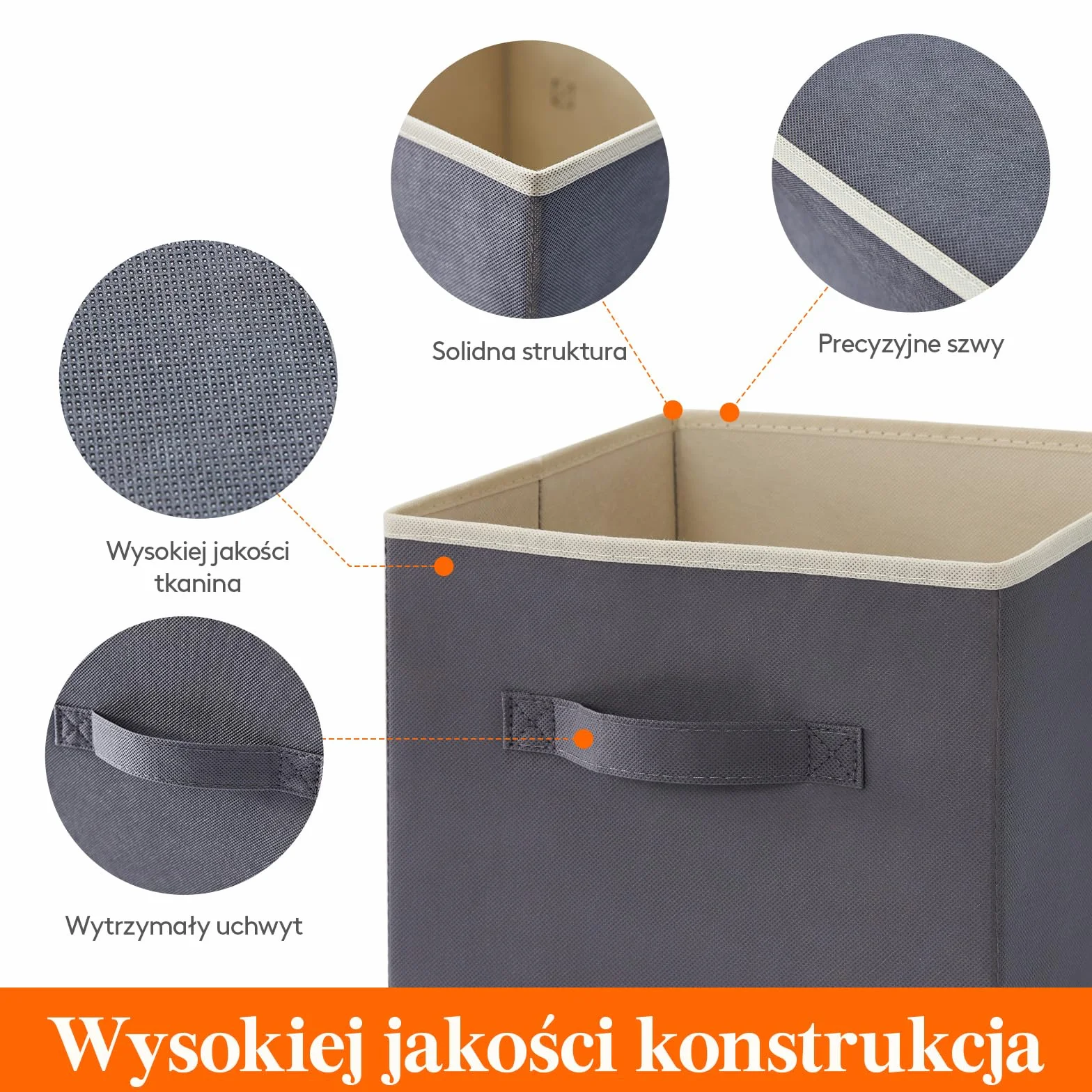 Lifewit 10 Pack składanych pudełek do przechowywania kostek, średniej wielkości dekoracyjne kosze do przechowywania, otwarte kostki do przechowywania z uchwytami, 33 x 33 x 33 cm, szary