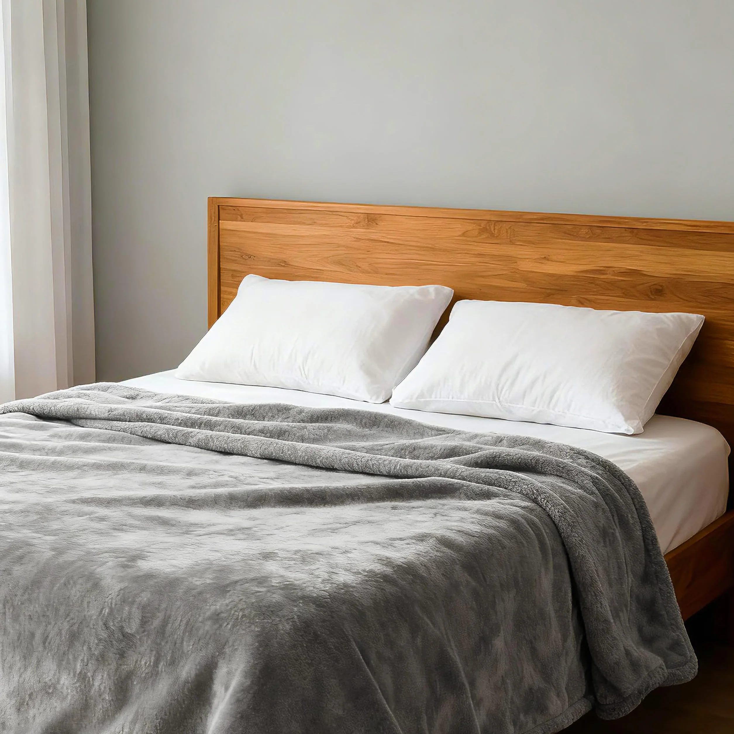 AiTodos® Koc Polarowy Miękki 230x270 cm – Duży Puszysty Koc Flanelowy na Łóżko King Size i Wielką Kanapę, Ciepły, Do Prania w Pralce, Szary
