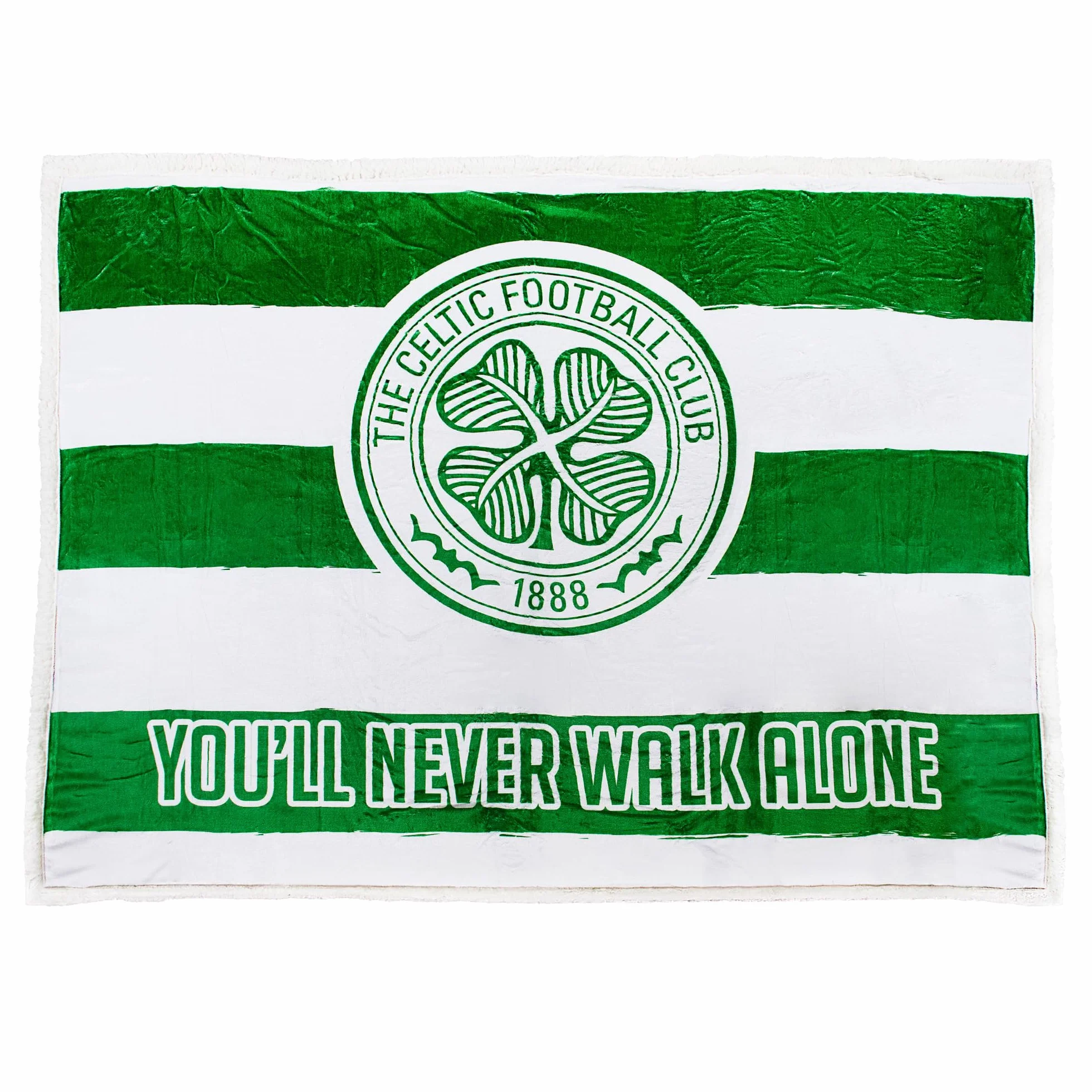 Celtic FC Sherpa koc polarowy – 152 x 117 cm, "You'll Never Walk Alone", oficjalny produkt dla szkockiego klubu Premier SPL