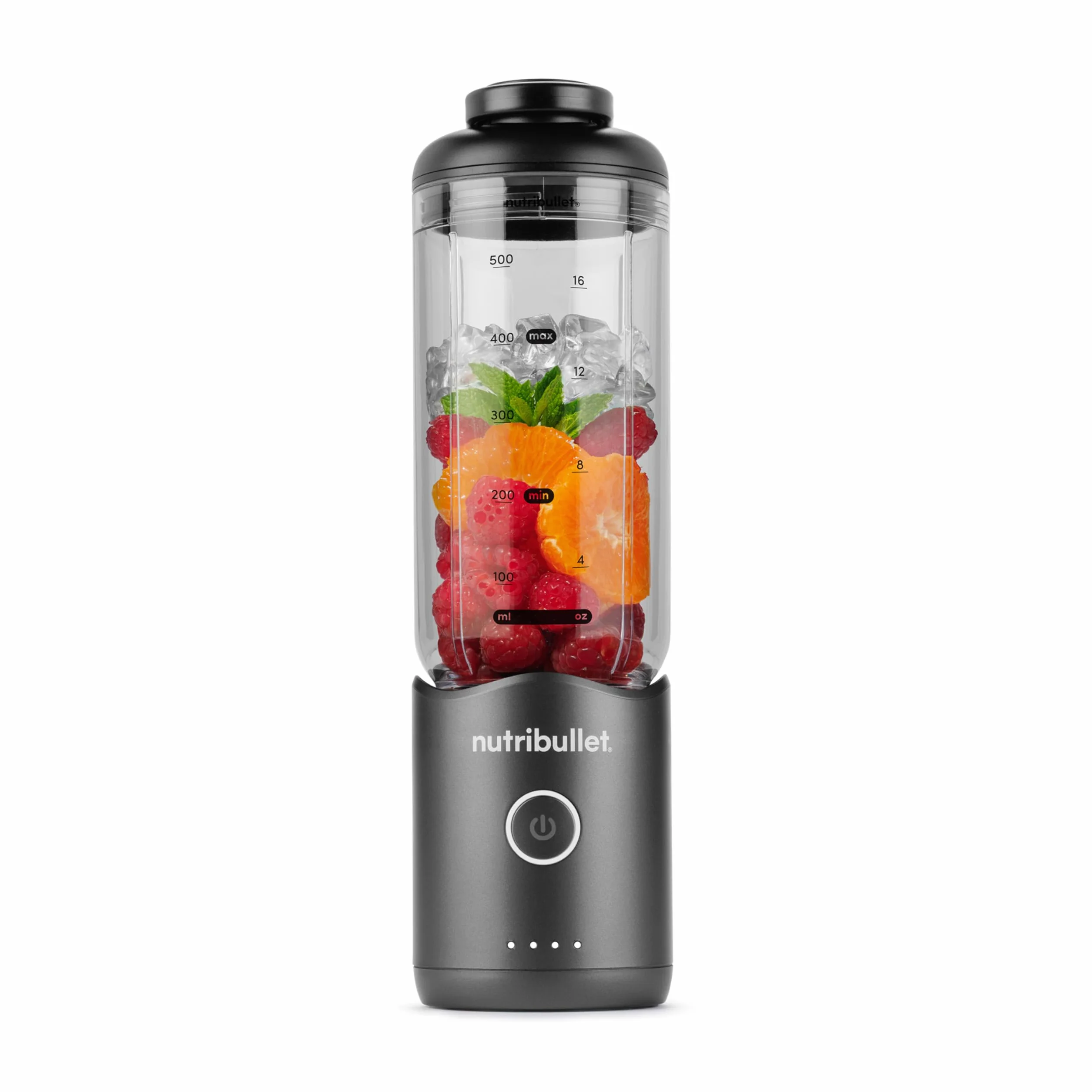 nutribullet Flex 590 ml - Przenośny mikser do smoothie z pokrywką z ustnikiem i uchwytem, siekacz, kruszarka do lodu i mrożonych owoców, USB-C, kubek wolny od BPA, łatwy do czyszczenia, szary