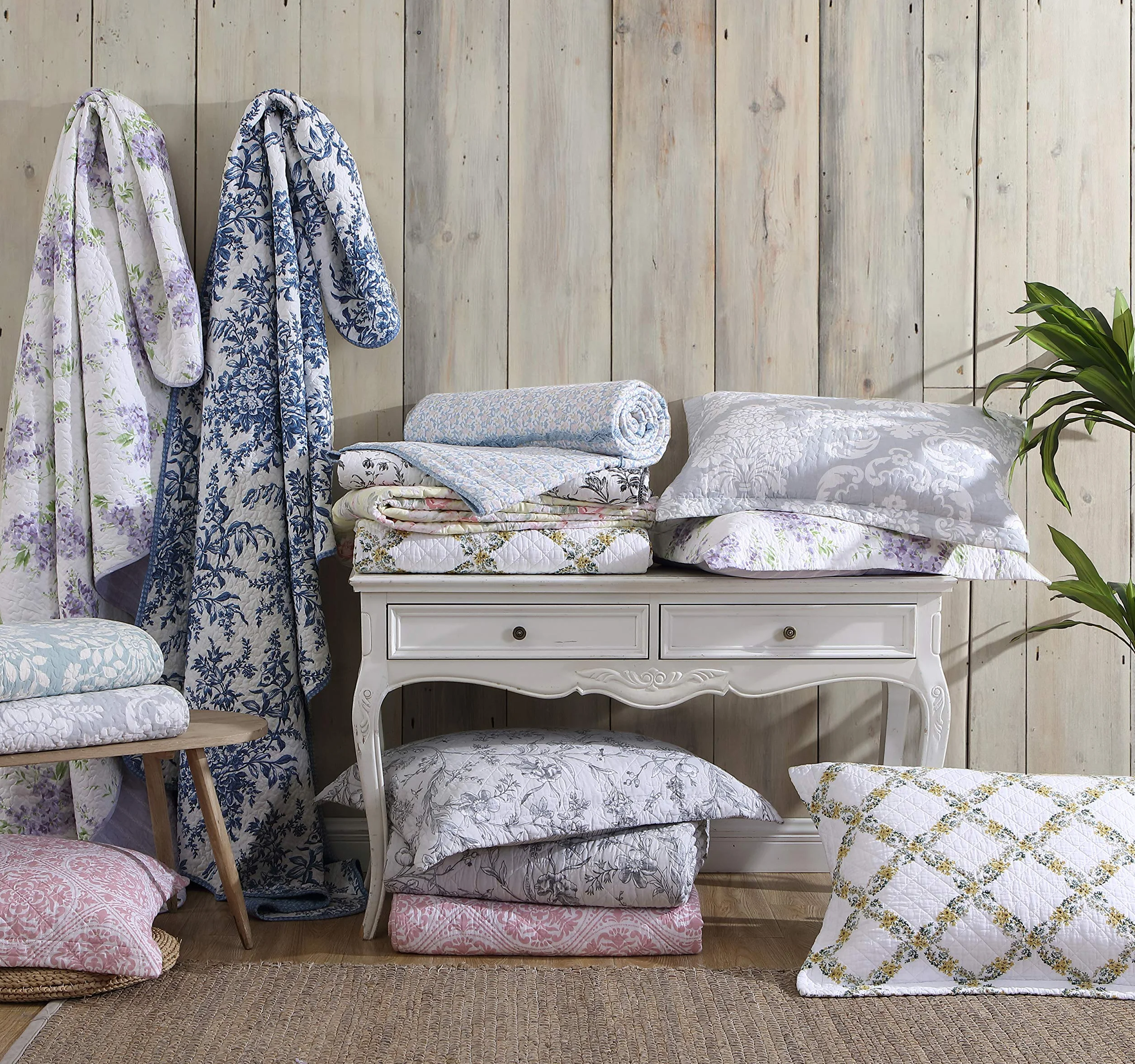 Laura Ashley | Zestaw kołder - ultramiękka pościel całoroczna, dwustronna stylowa narzuta z pasującą poszewką, bawełna, spokojna, królowa
